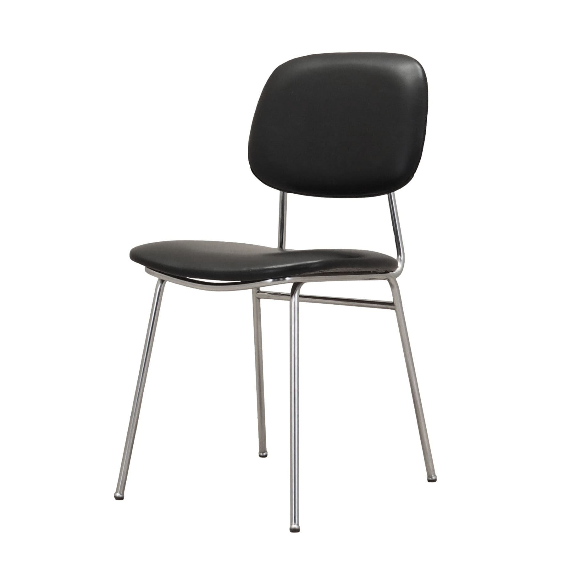 Chair, black, artificial leather, chromed metal, Italy, 1970s.