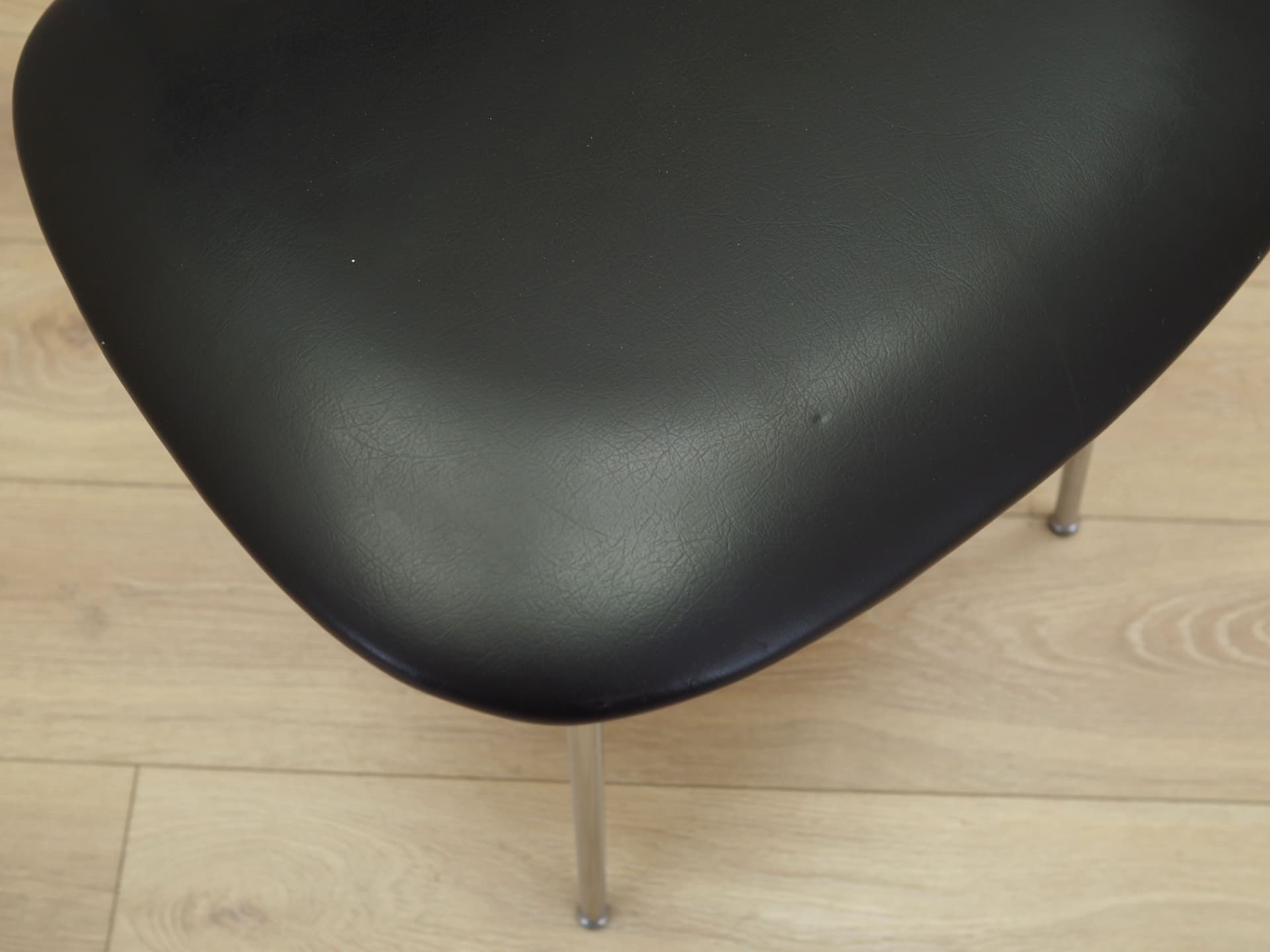 Chair, black, artificial leather, chromed metal, Italy, 1970s. - 82878