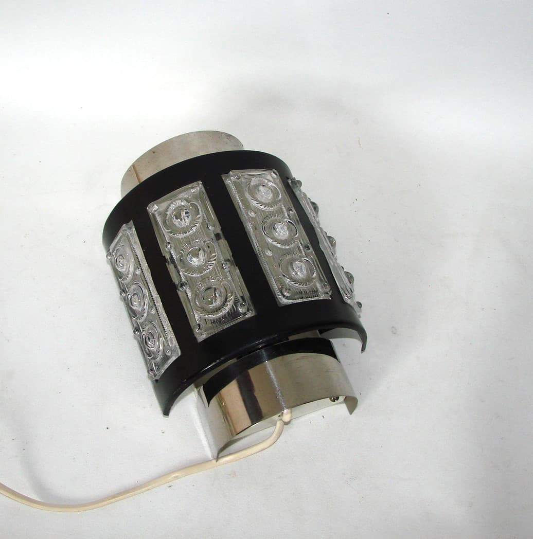 Kinkiet Modern, czarny, stal, szkło transparentne, lata 70. - 82909