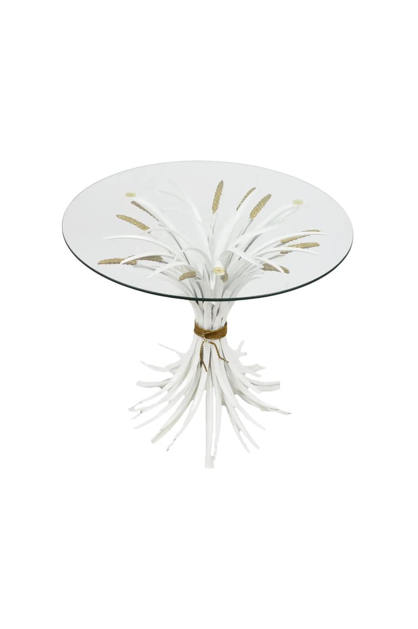 Biały, szklany stolik kawowy w stylu hollywood regency, lata 70.