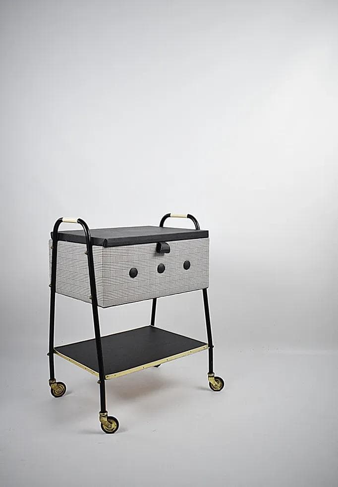 Czarny, metalowy niciak w stylu mid-century modern, Polska, lata 60. - 83043