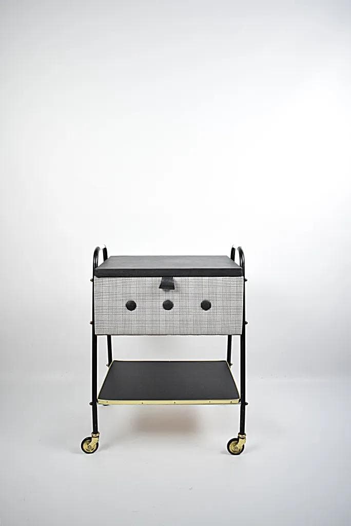 Czarny, metalowy niciak w stylu mid-century modern, Polska, lata 60. - 83044