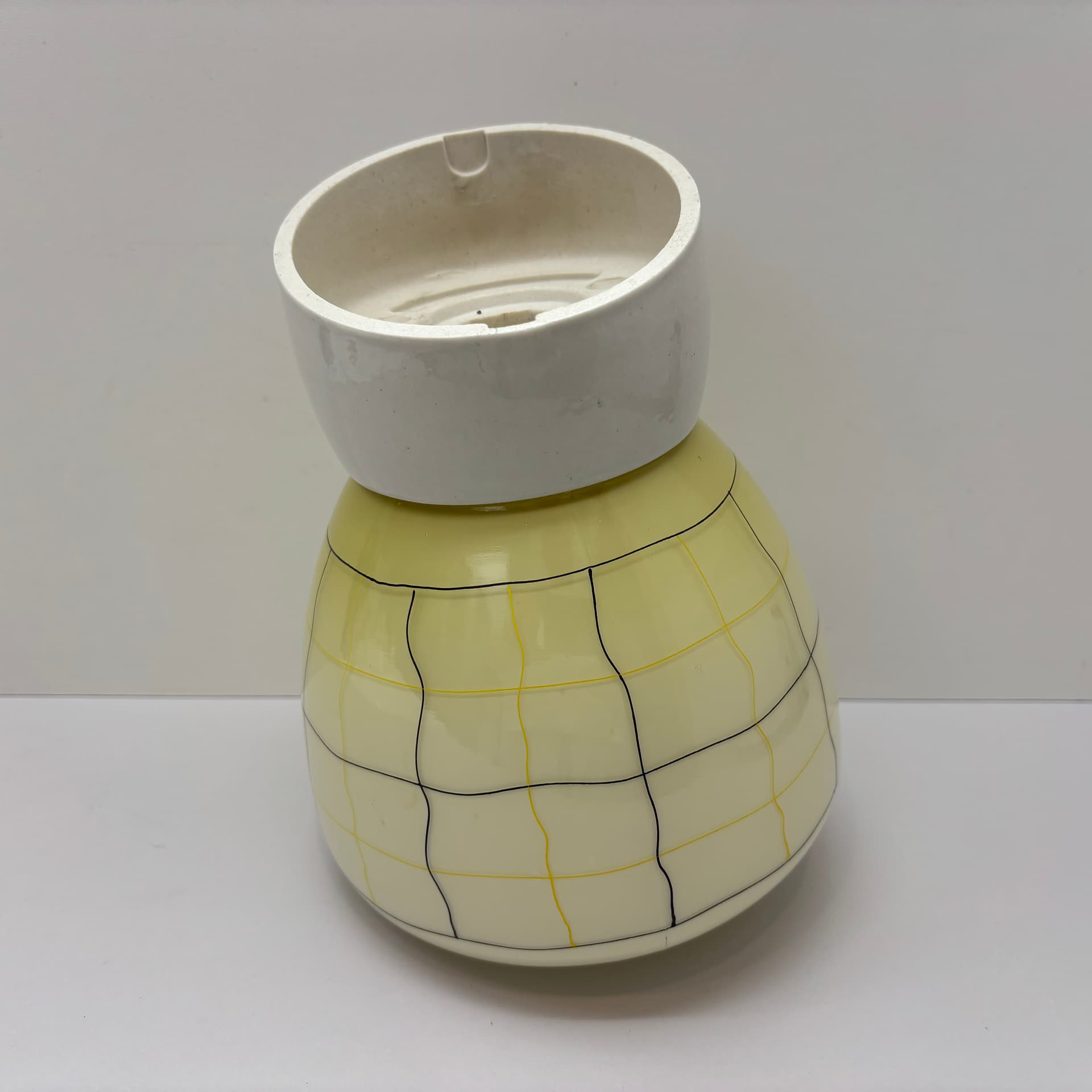 Kinkiet, ivory white, szkło, ceramika, Dania, lata 70. - 83130