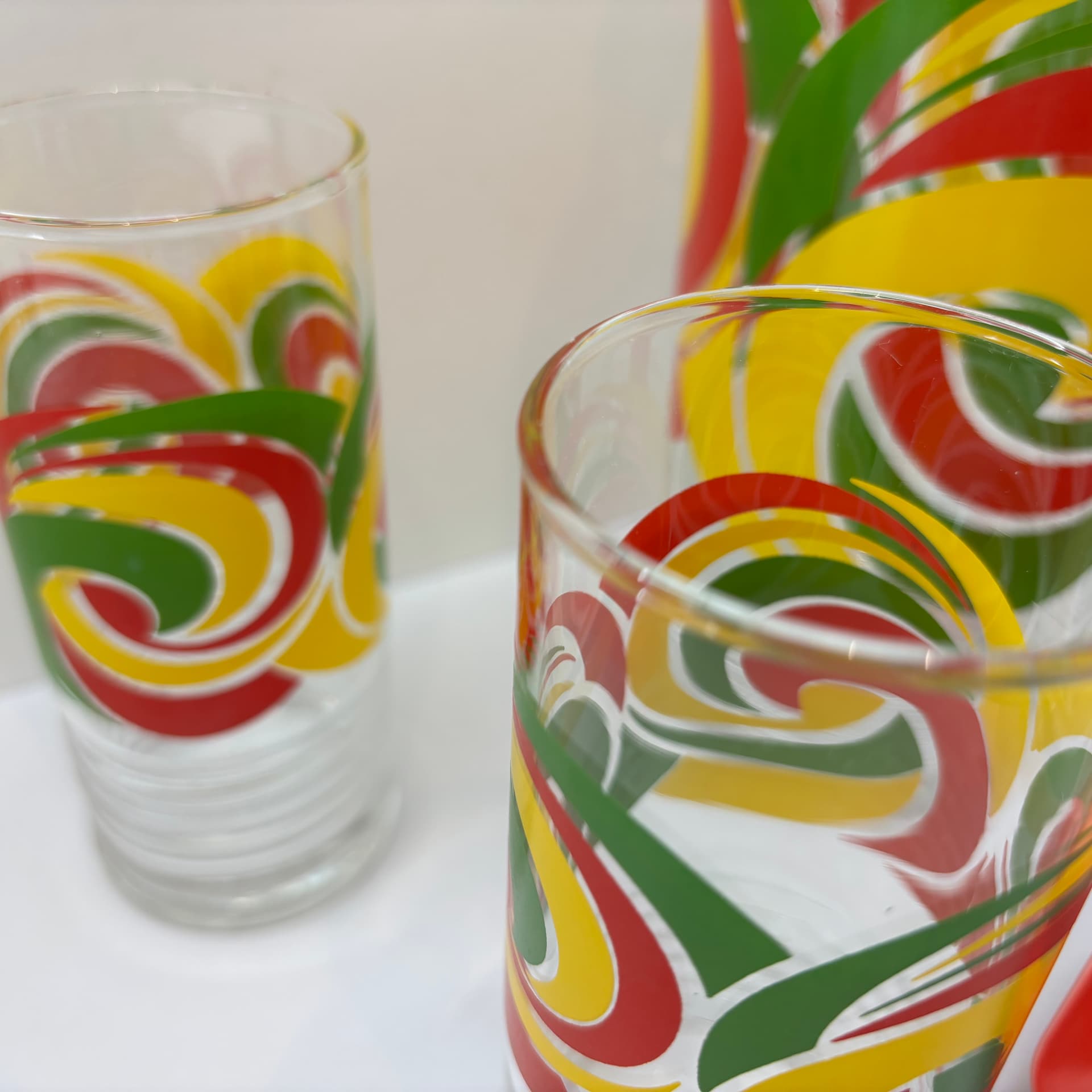 Zestaw szklanek i dzbanek, multikolor, szkło, Niemcy, lata 80. - 83169