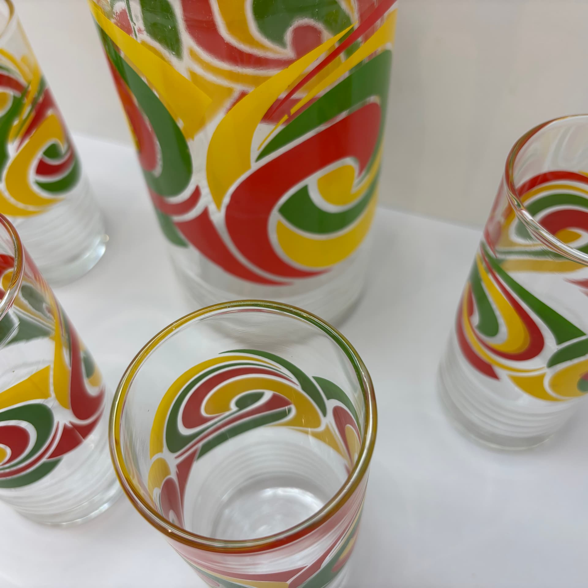 Zestaw szklanek i dzbanek, multikolor, szkło, Niemcy, lata 80. - 83165