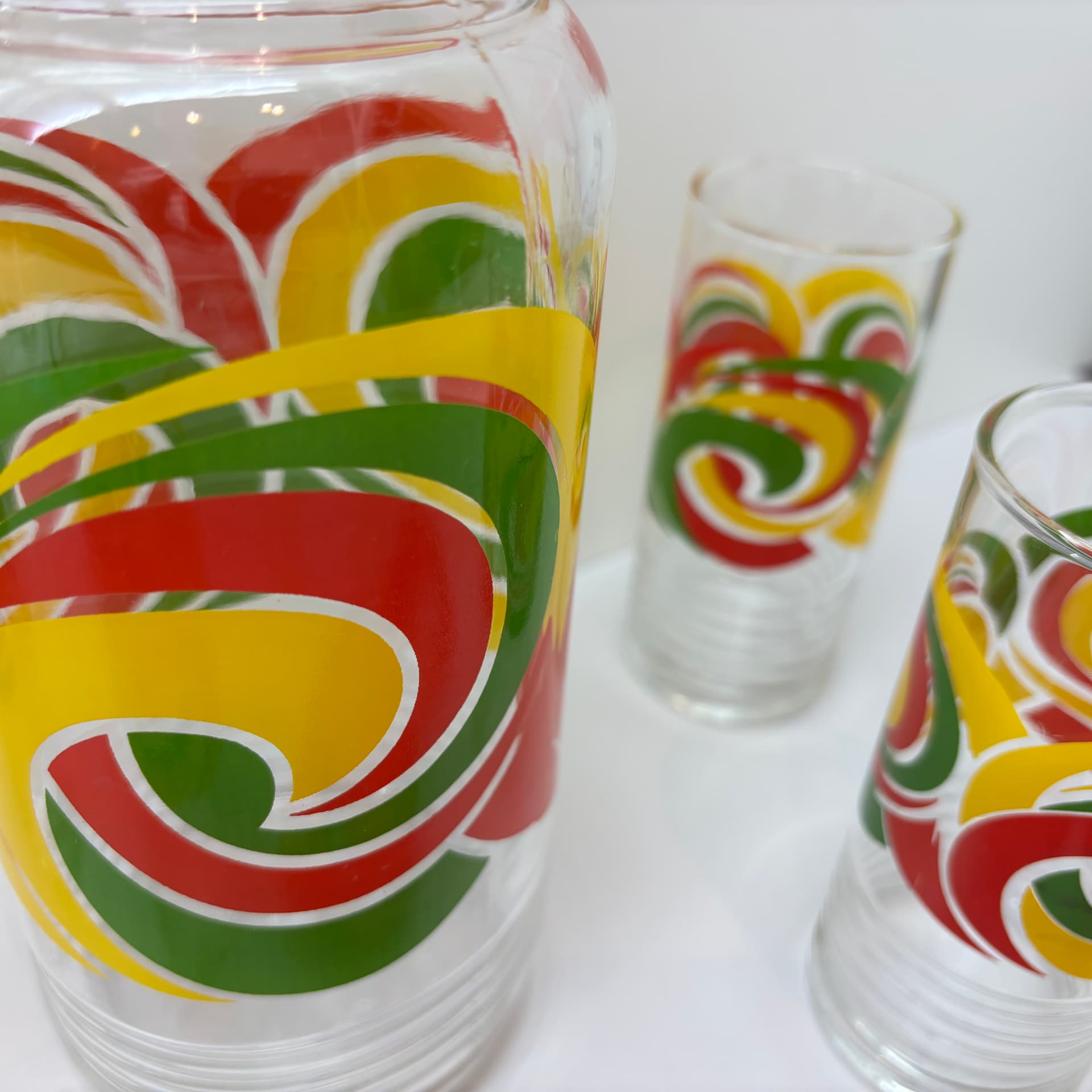 Zestaw szklanek i dzbanek, multikolor, szkło, Niemcy, lata 80. - 83168