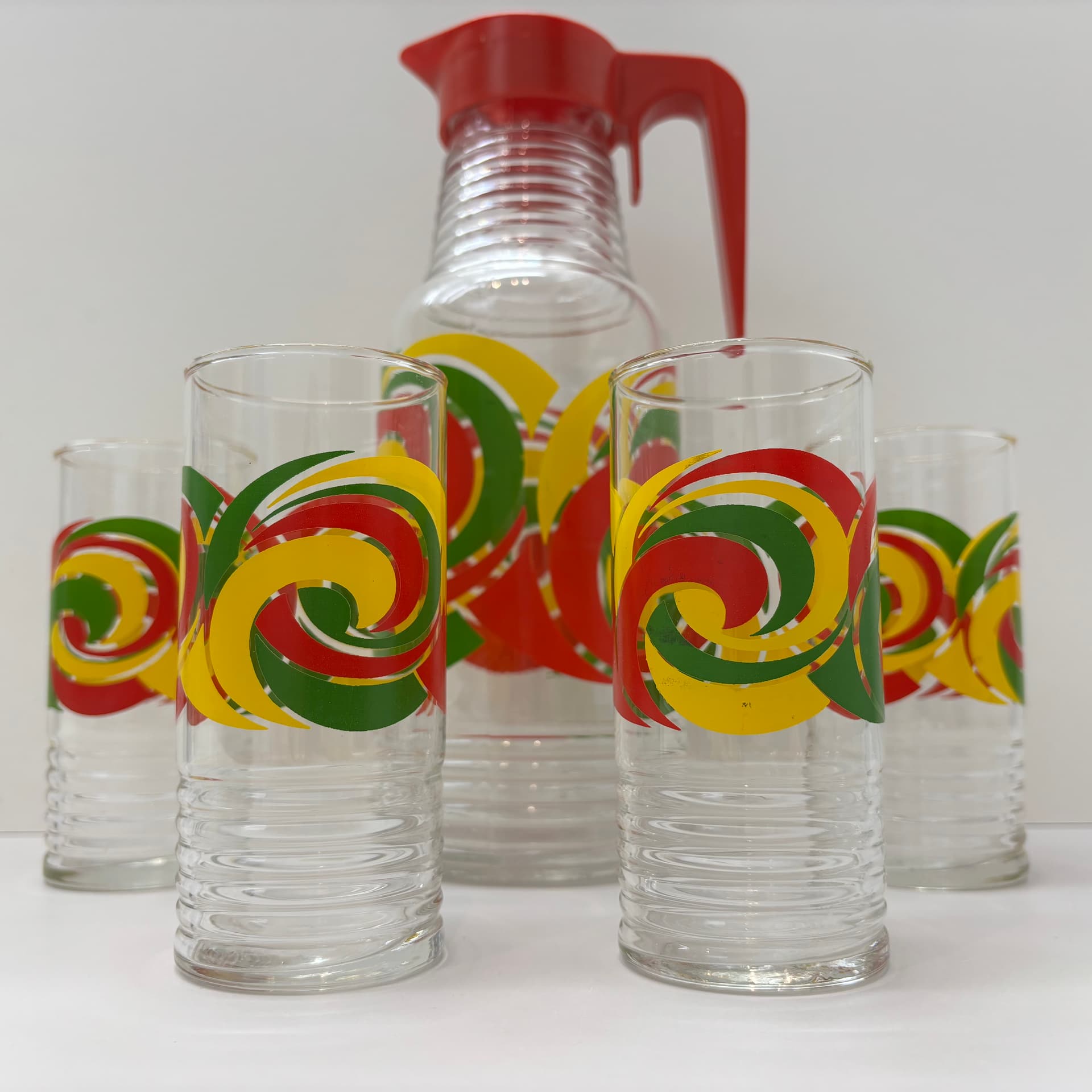 Zestaw szklanek i dzbanek, multikolor, szkło, Niemcy, lata 80. - 83164
