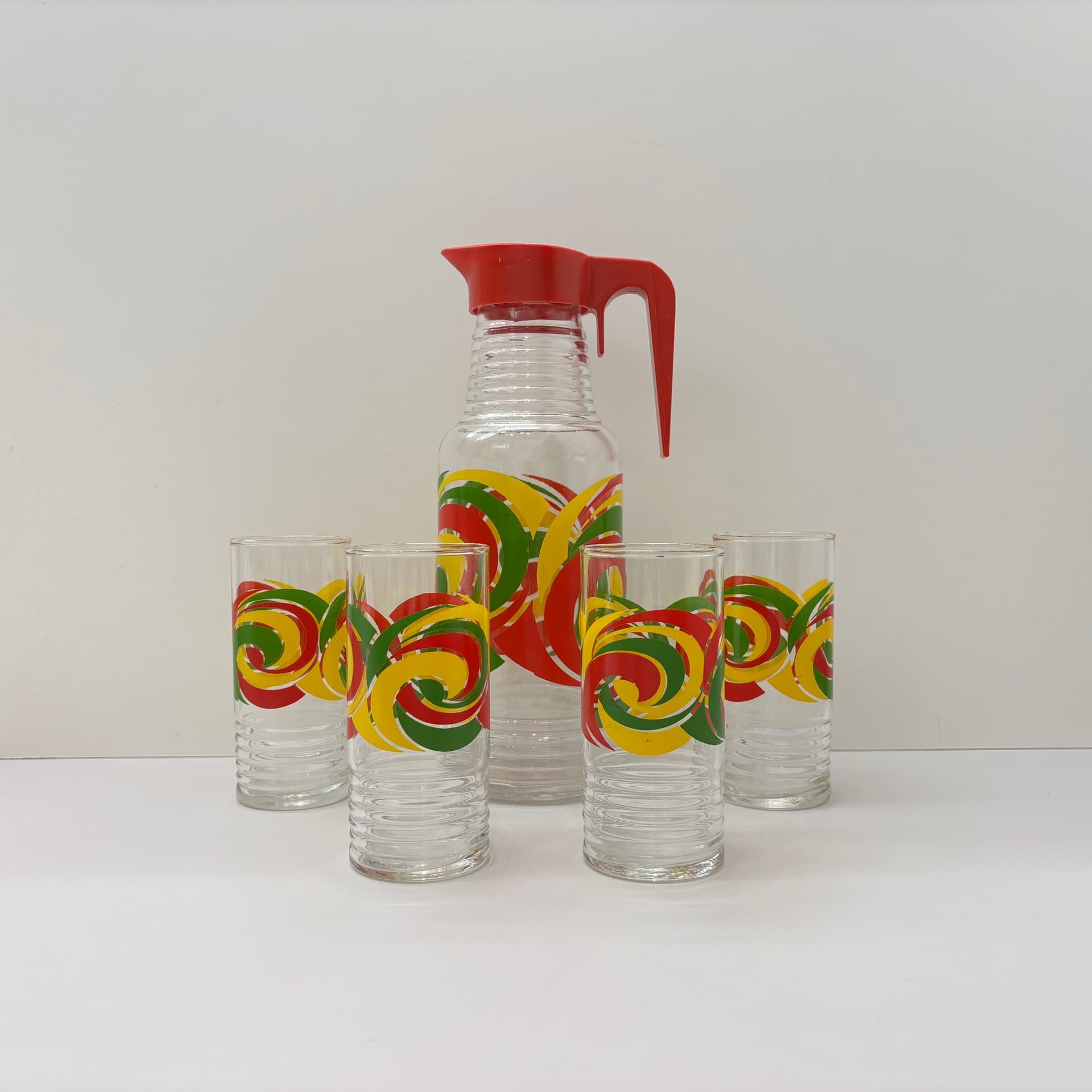 Zestaw szklanek i dzbanek, multikolor, szkło, Niemcy, lata 80. - 83163