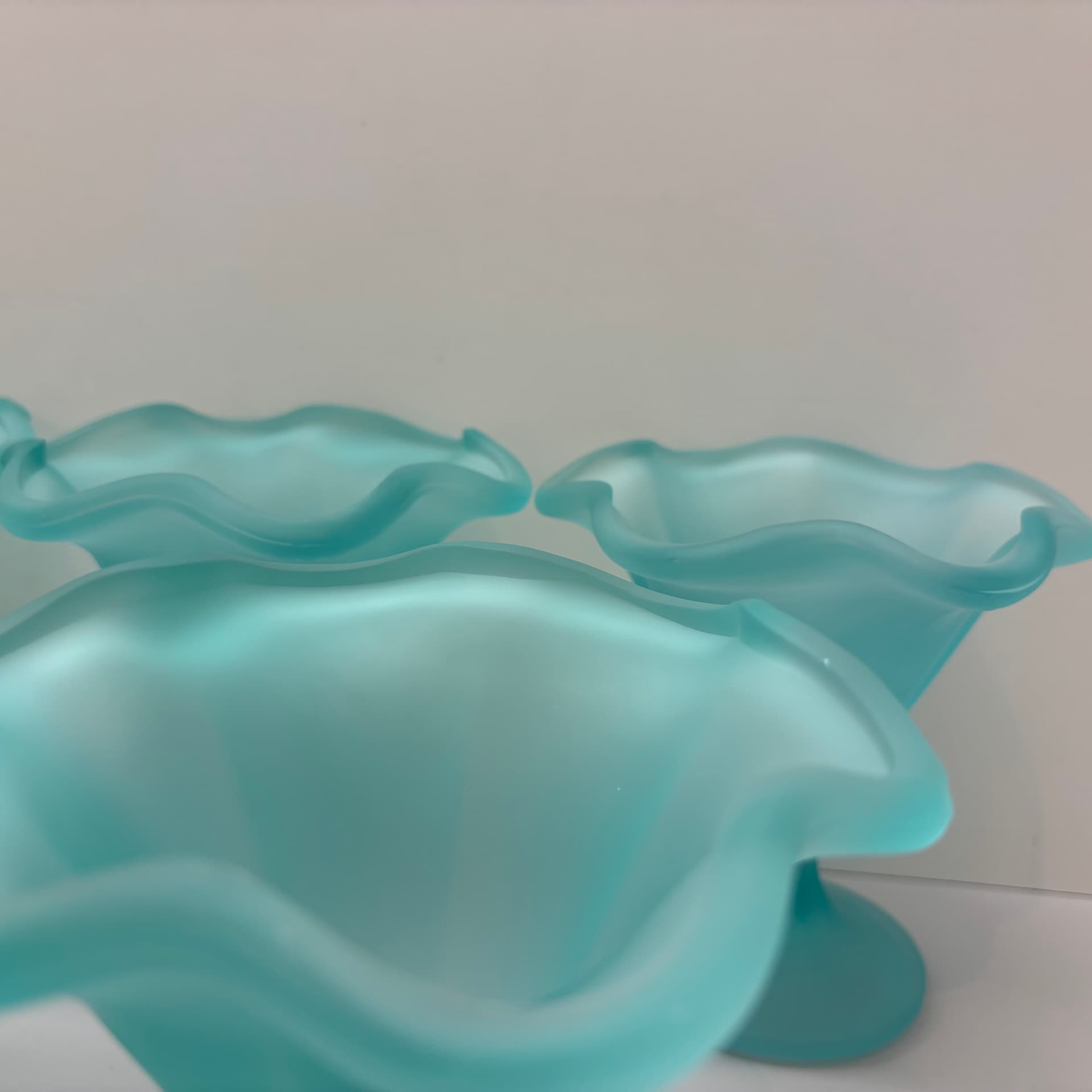 Set of dessert cups Miranda, turquoise glass, by H. Orvola, Italy, 1970s. - 83189