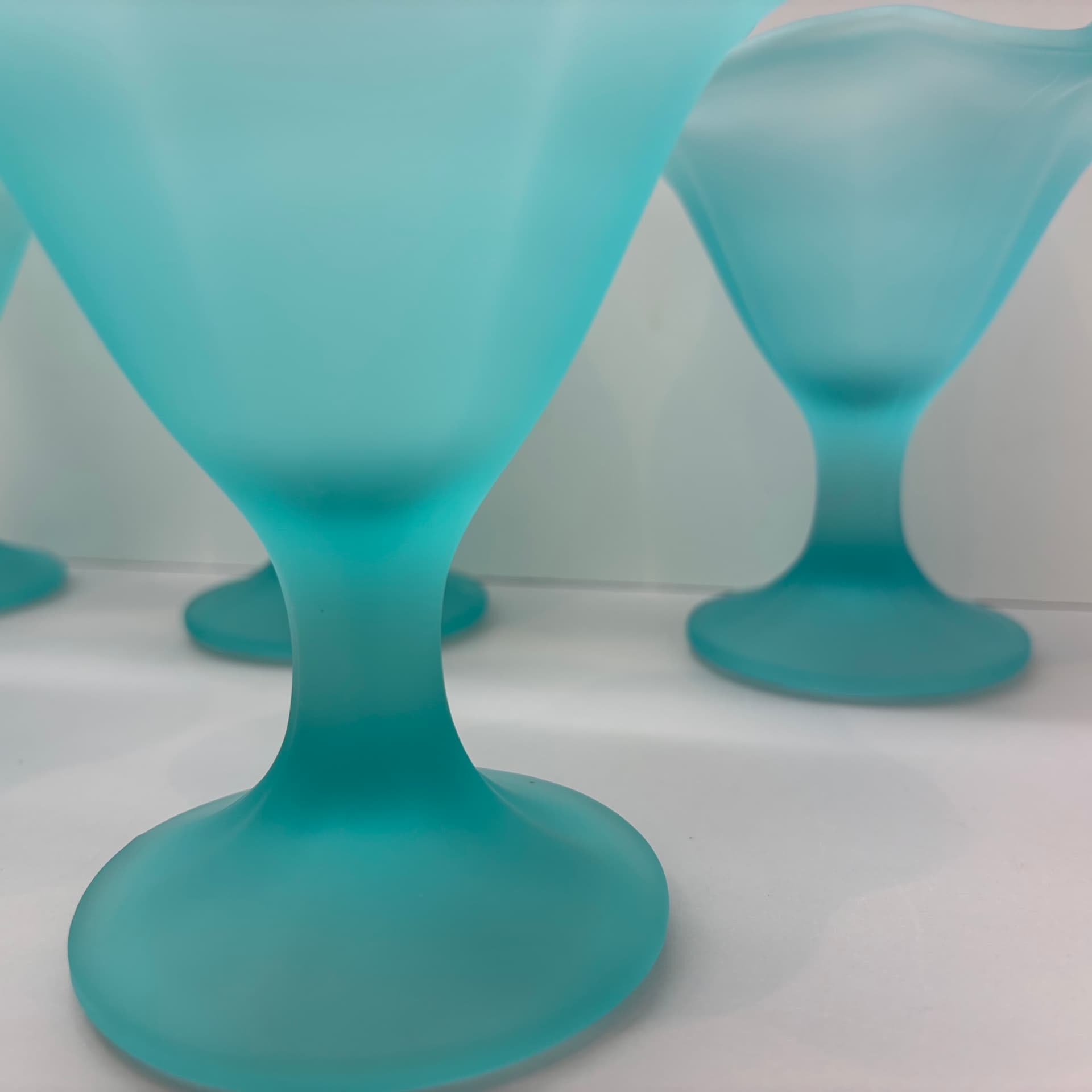 Set of dessert cups Miranda, turquoise glass, by H. Orvola, Italy, 1970s. - 83188