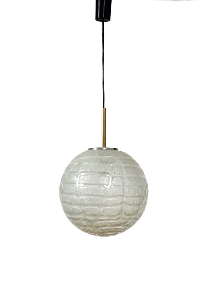 Lampa wisząca Doria, szkło białe, Doria Leuchten, Niemcy, lata 70. - WYMIARY