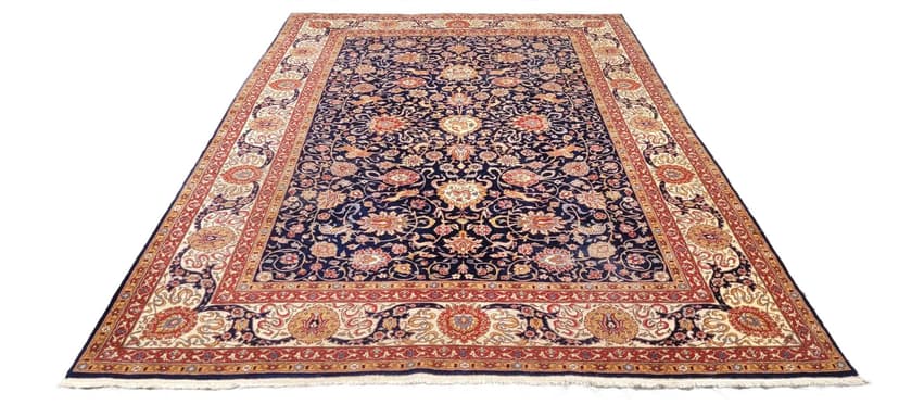 Dywan Isfahan, 250x355 cm, granatowy, wełna, Iran, lata 60.