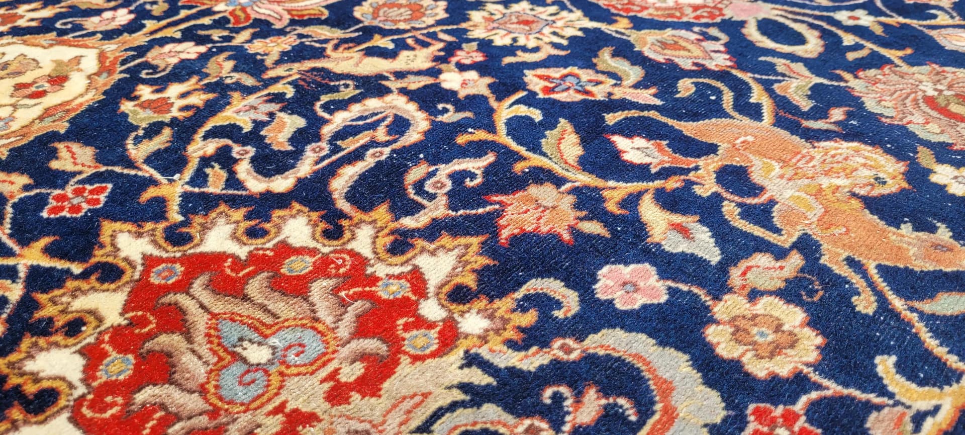 Dywan Isfahan, 250x355 cm, granatowy, wełna, Iran, lata 60. - 89243