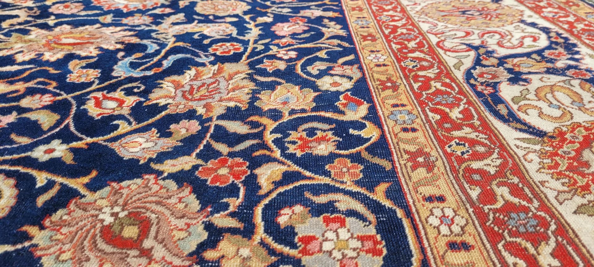 Dywan Isfahan, 250x355 cm, granatowy, wełna, Iran, lata 60. - 89246