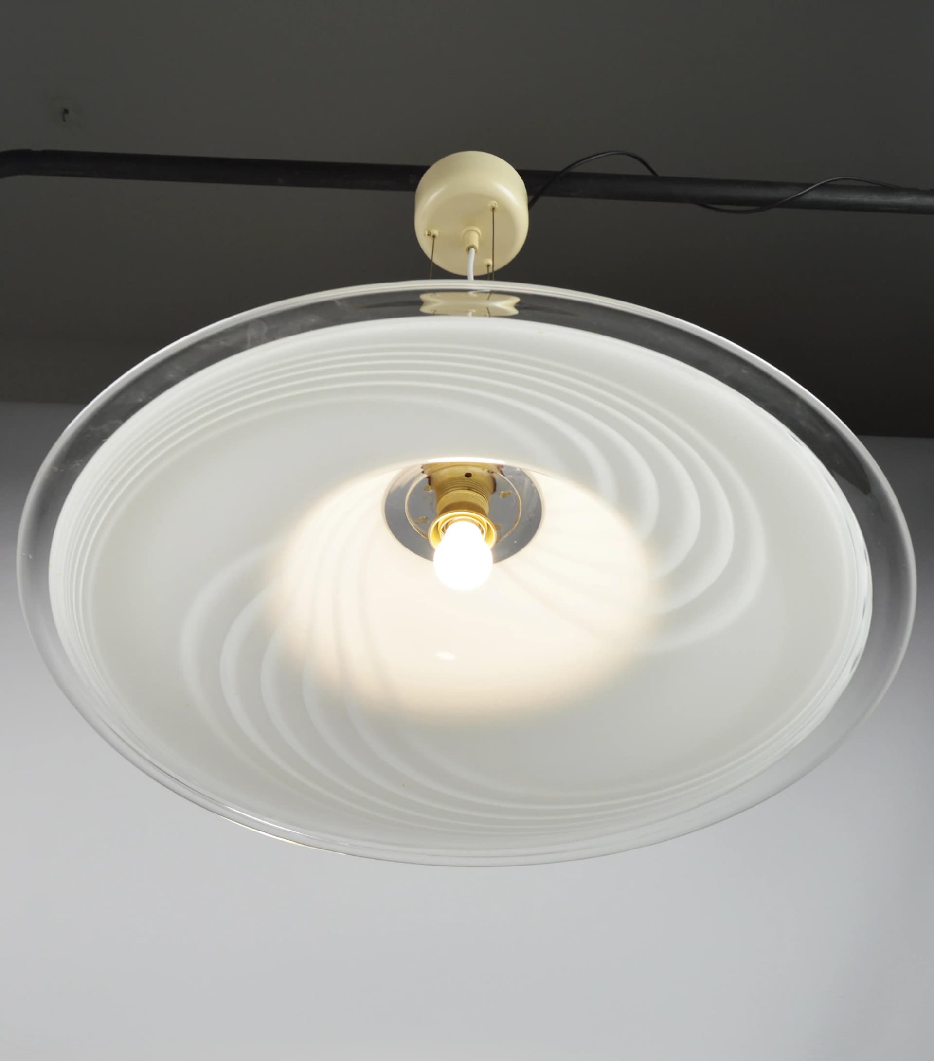 Lampa wisząca Honzel, biała, szkło, Niemcy, lata 80. - 87010