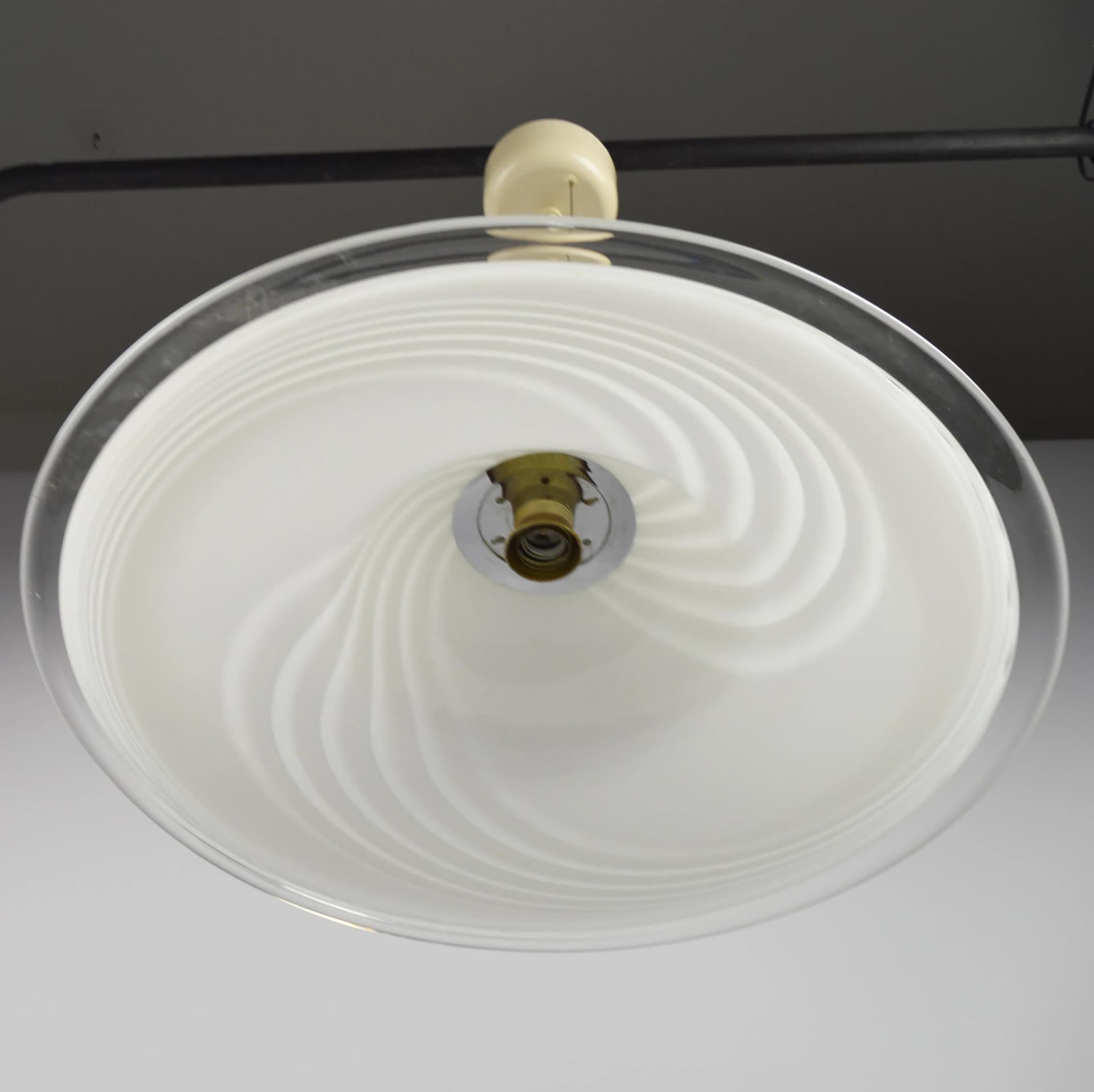 Lampa wisząca Honzel, biała, szkło, Niemcy, lata 80. - 87008