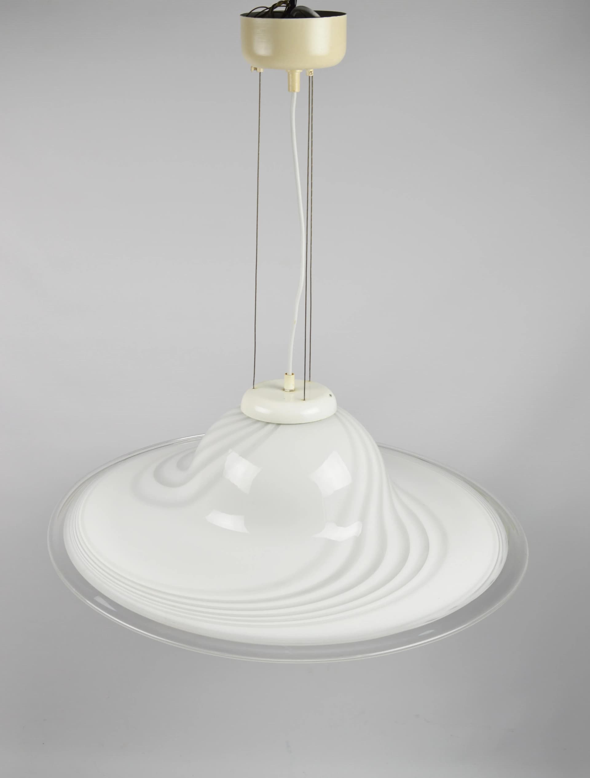 Lampa wisząca Honzel, biała, szkło, Niemcy, lata 80. - 87003