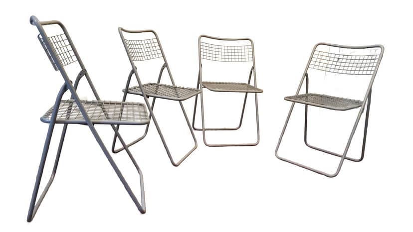 Komplet składanych krzeseł, stal szara, Szwecja, lata 80.