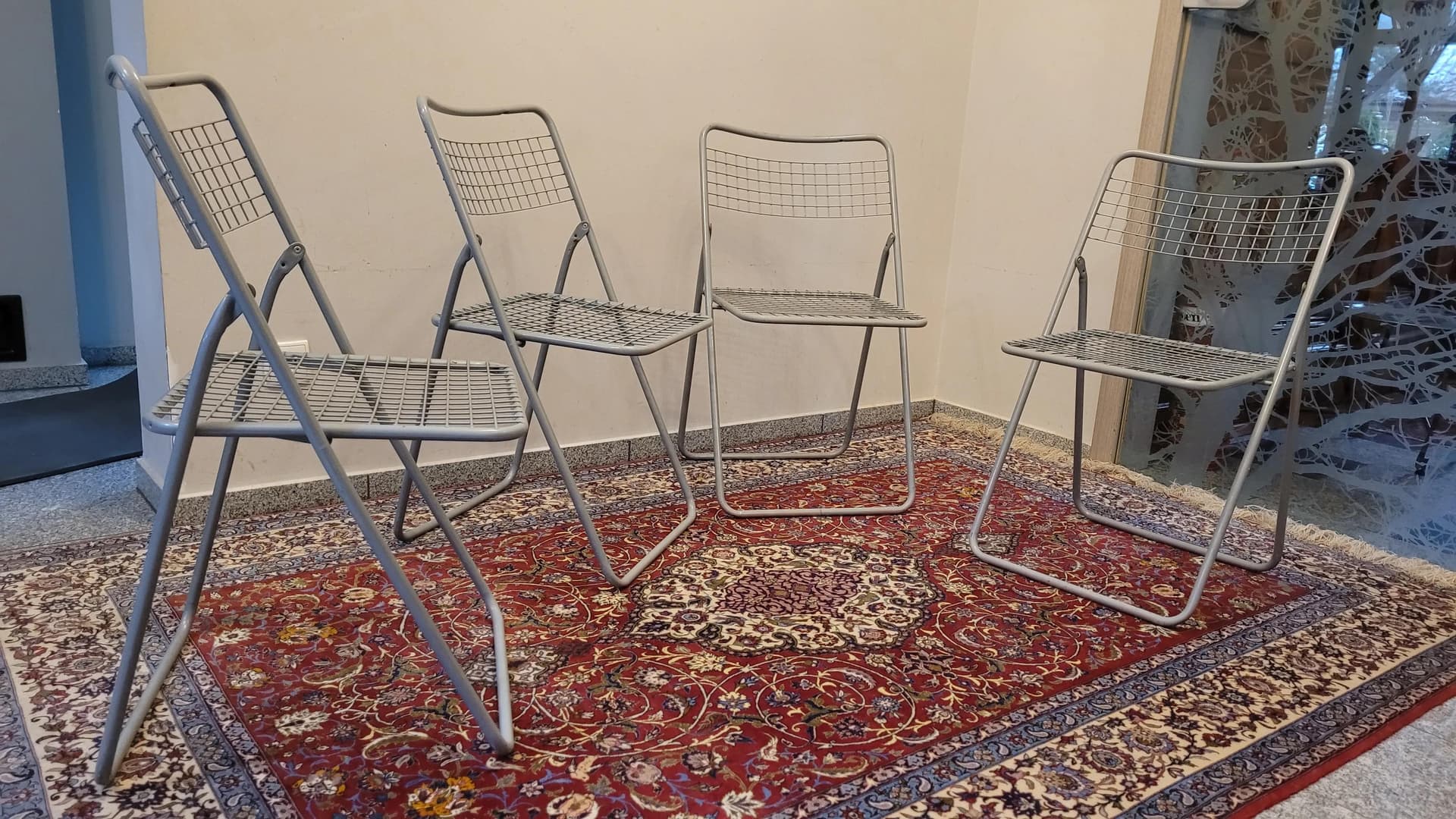 Komplet składanych krzeseł, stal szara, Szwecja, lata 80. - 89211