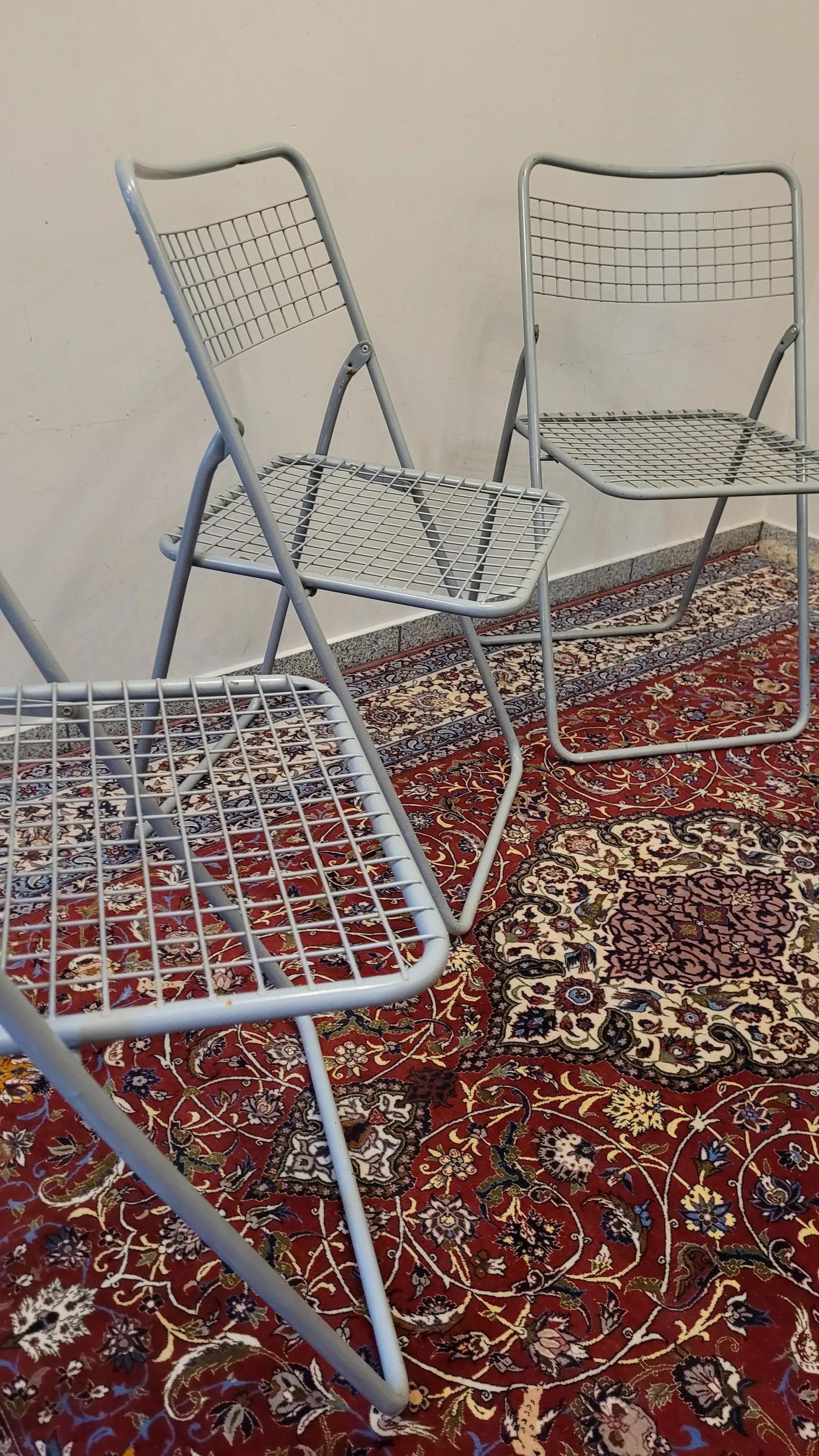 Komplet składanych krzeseł, stal szara, Szwecja, lata 80. - 89213