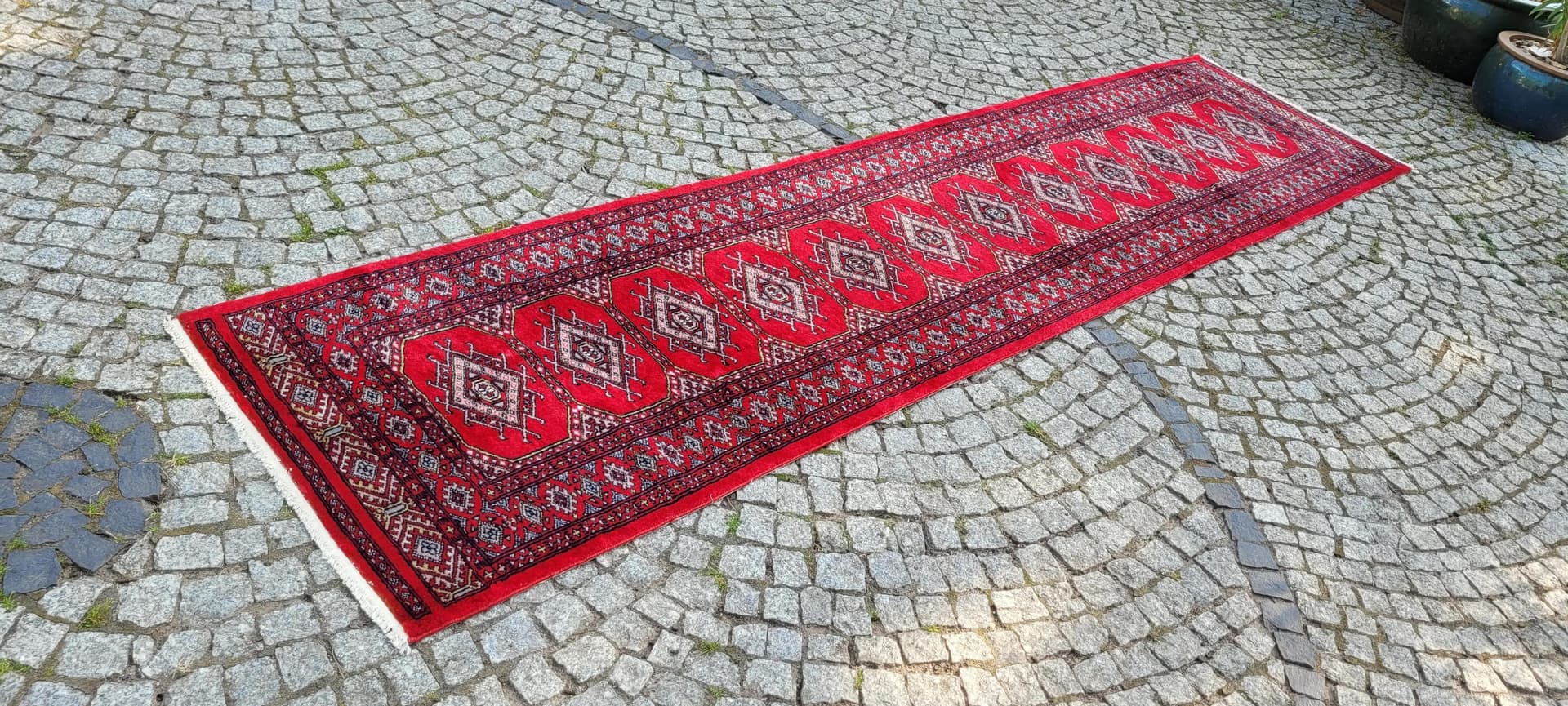 Chodnik Buchara 82x330 cm, czerwony, wełna, Pakistan - 89206