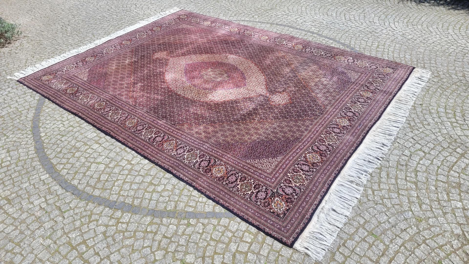 Dywan Tabriz Raj 80, 300x430 cm, burgund, wełna i jedwab, Iran, pocz. XX w. - 89187