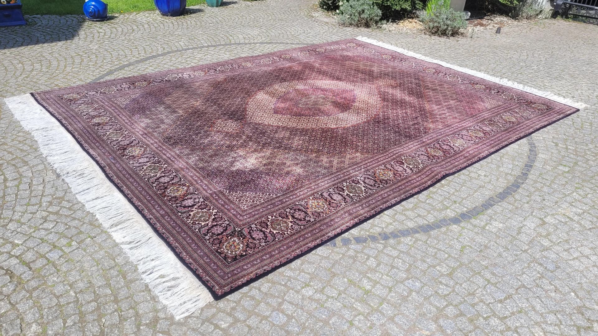 Dywan Tabriz Raj 80, 300x430 cm, burgund, wełna i jedwab, Iran, pocz. XX w. - 89185