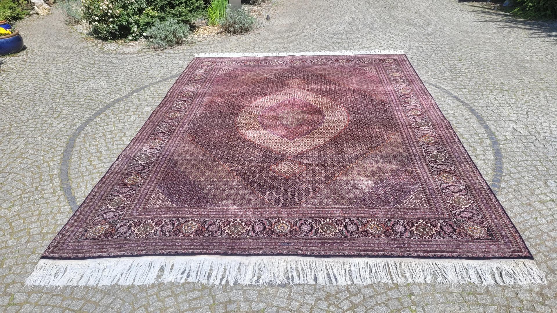 Dywan Tabriz Raj 80, 300x430 cm, burgund, wełna i jedwab, Iran, pocz. XX w. - 89188