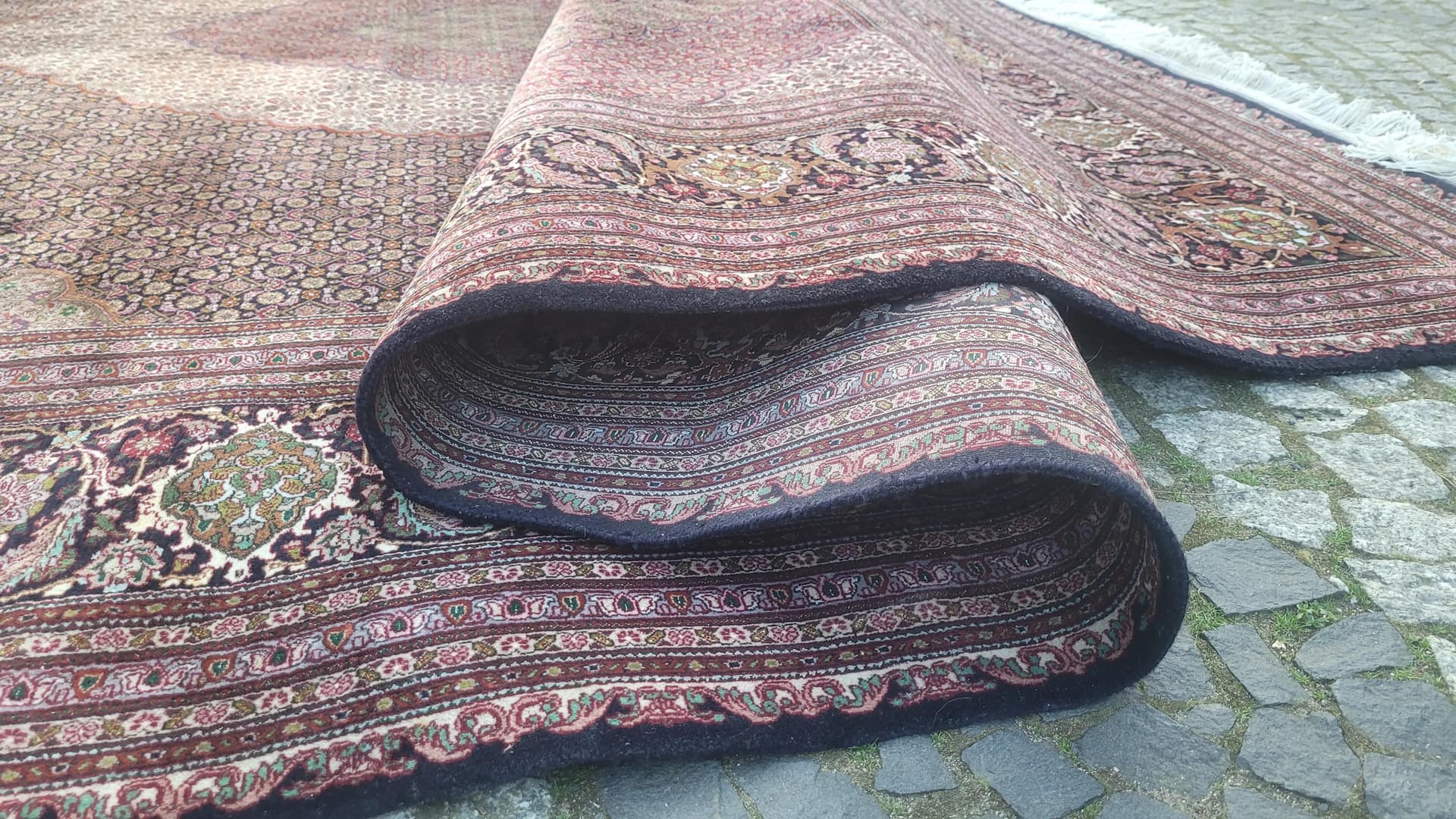 Dywan Tabriz Raj 80, 300x430 cm, burgund, wełna i jedwab, Iran, pocz. XX w. - 89184