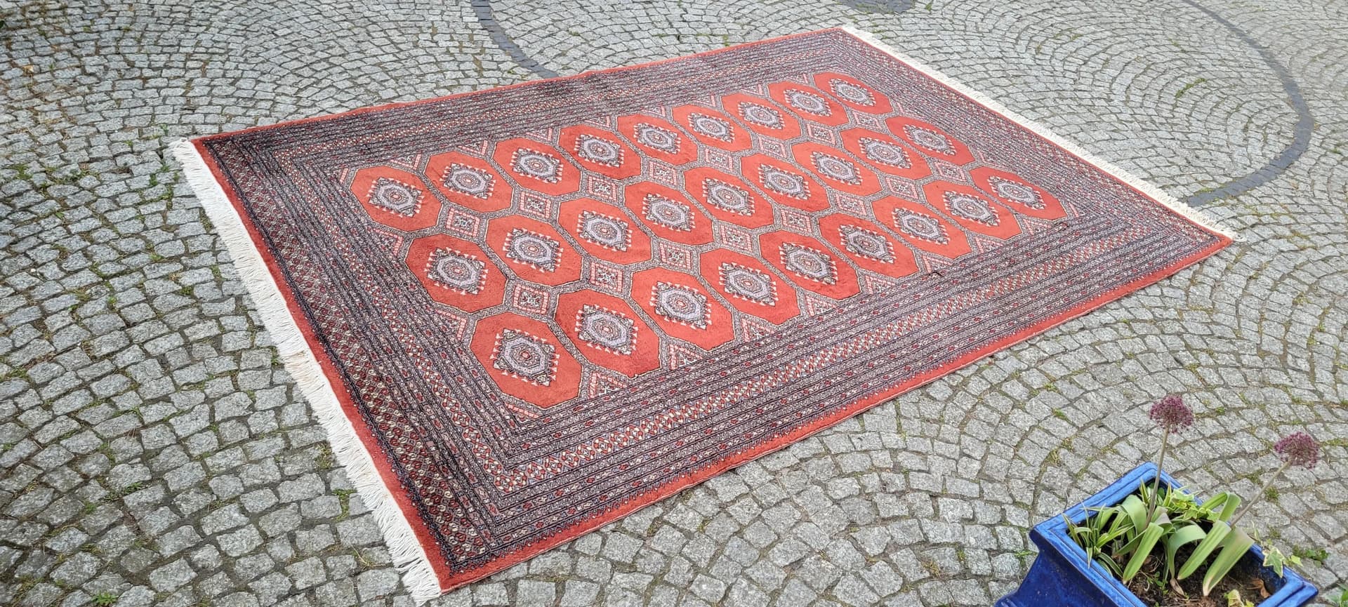 Dywan Buchara, 205x305 cm, czerwony, wełna, Pakistan, lata 60. - 89137