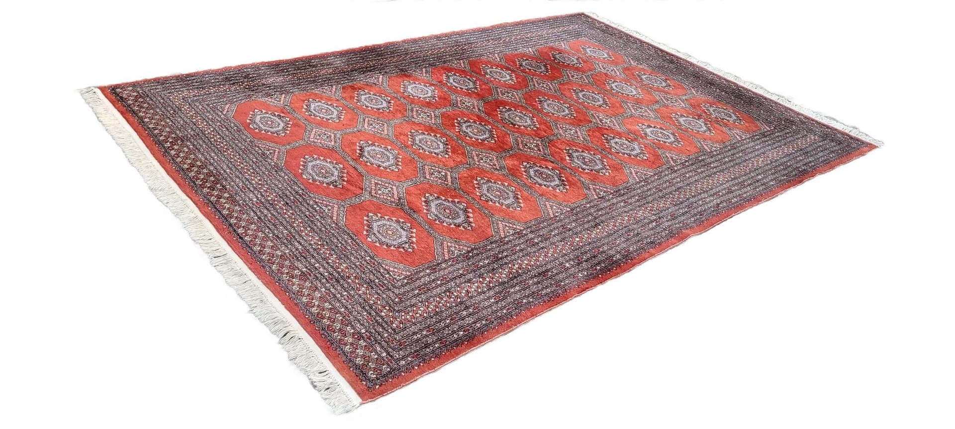 Dywan Buchara, 205x305 cm, czerwony, wełna, Pakistan, lata 60.