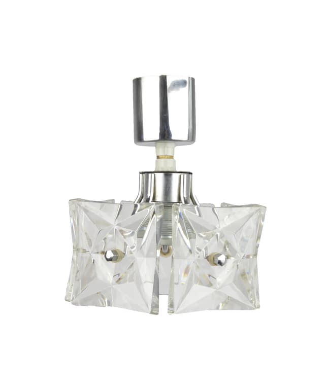 Lampa sufitowa Kinkeldey, srebrny metal, szkło, Niemcy, lata 70. - WYMIARY