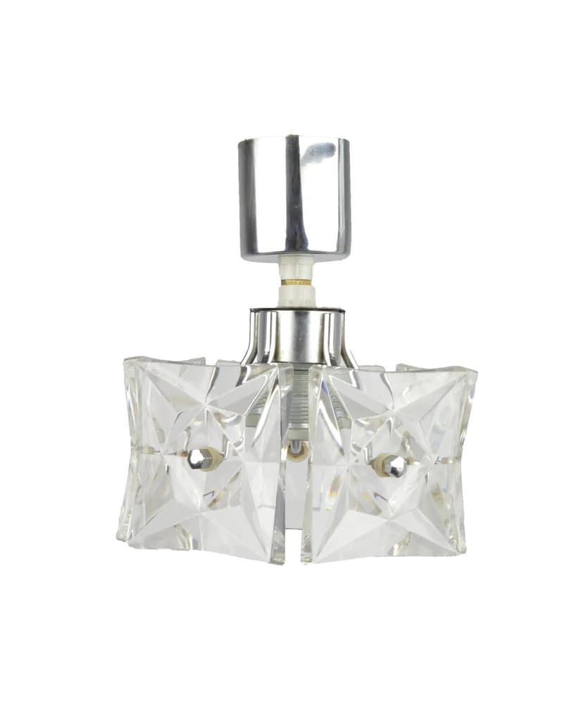 Lampa sufitowa Kinkeldey, srebrny metal, szkło, Niemcy, lata 70.