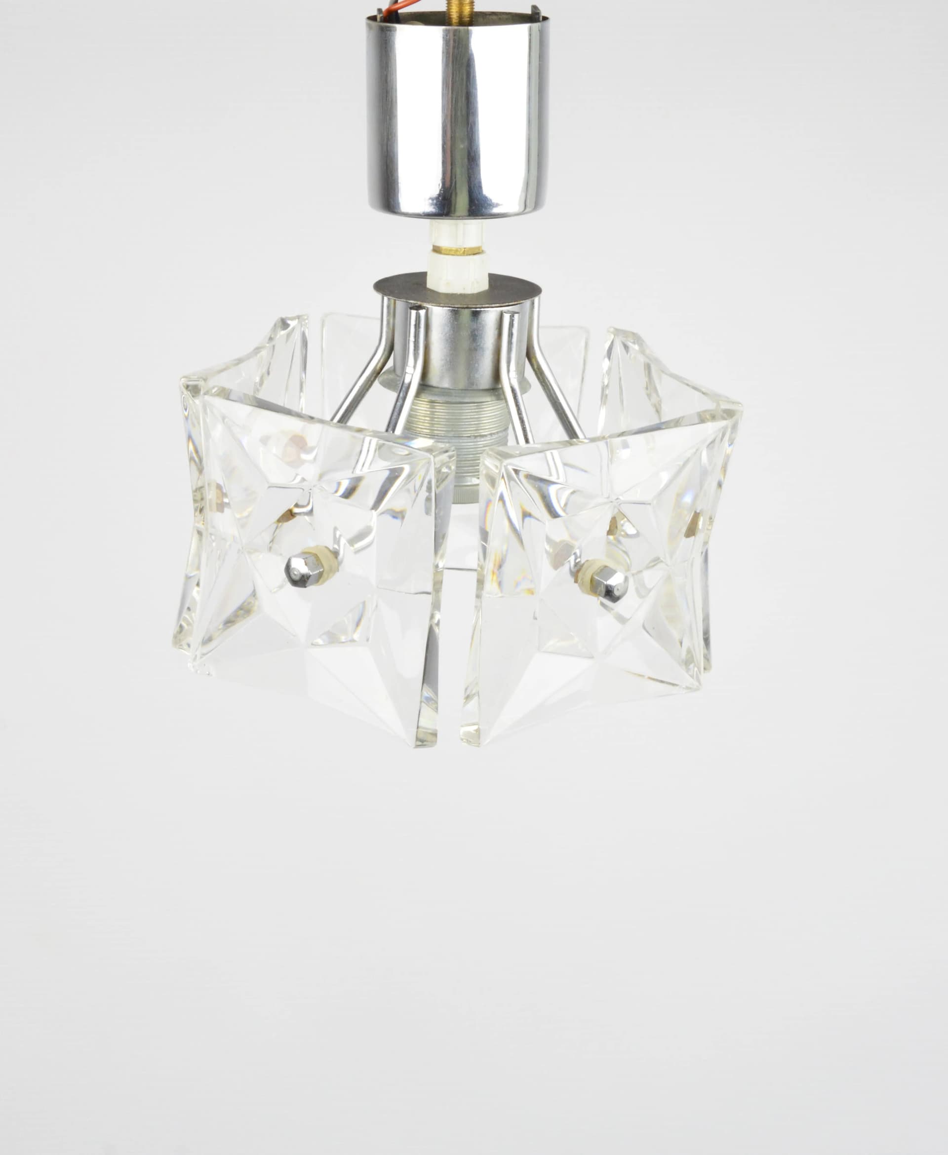 Lampa sufitowa Kinkeldey, srebrny metal, szkło, Niemcy, lata 70. - 86877