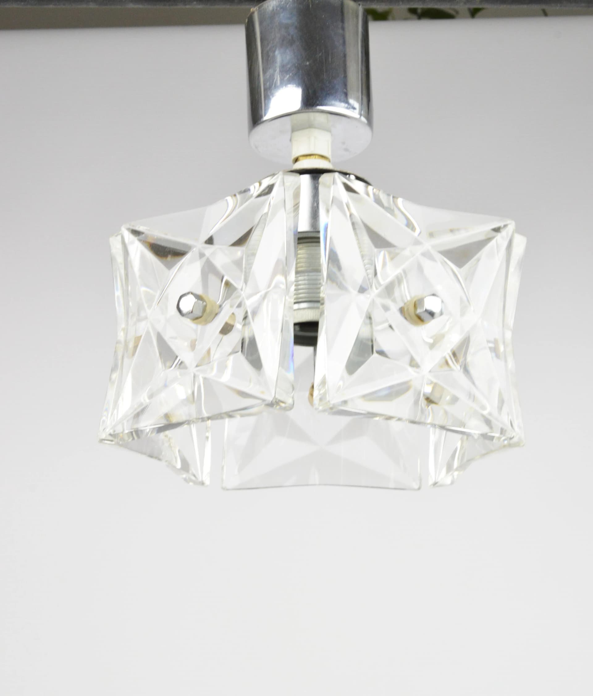 Lampa sufitowa Kinkeldey, srebrny metal, szkło, Niemcy, lata 70. - 86880