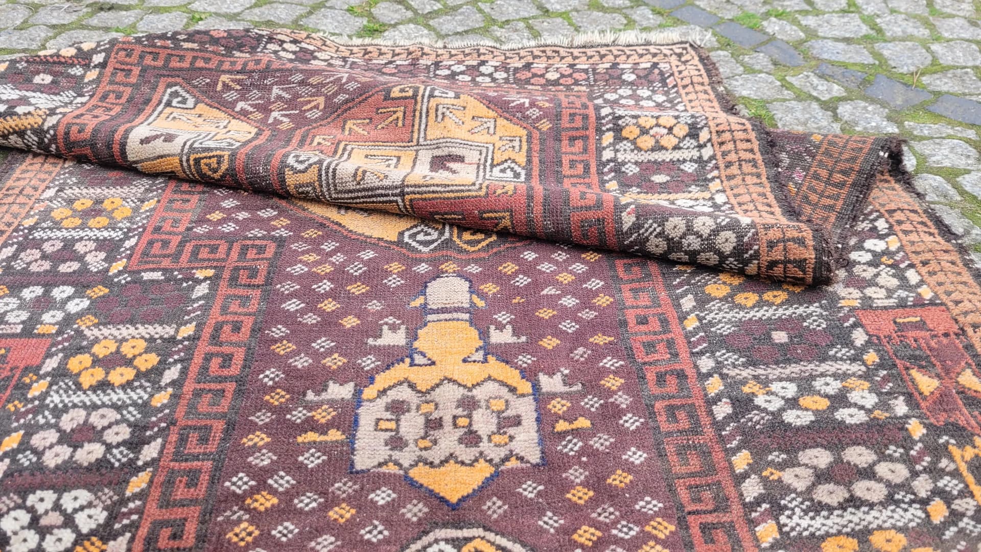 Dywan Beluch, 90x145 cm, bordowy, wełna, Afganistan, początek XX w. - 89123