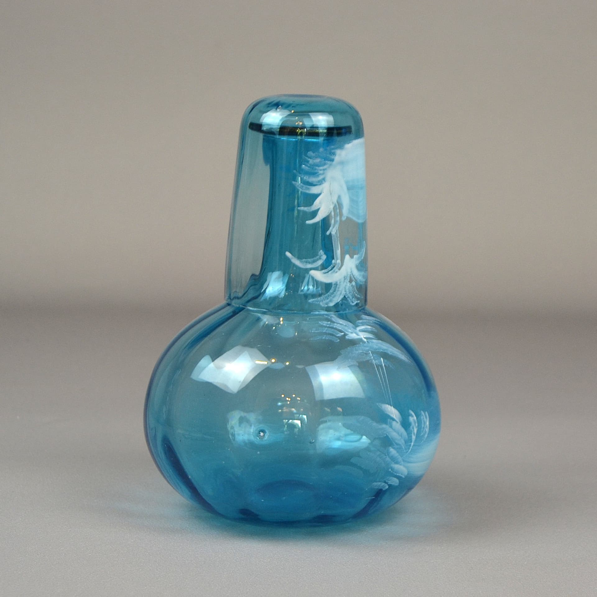 Carafe and glass set, Mary Gregory, blue glass, Czech Republic, 19th c. - 603