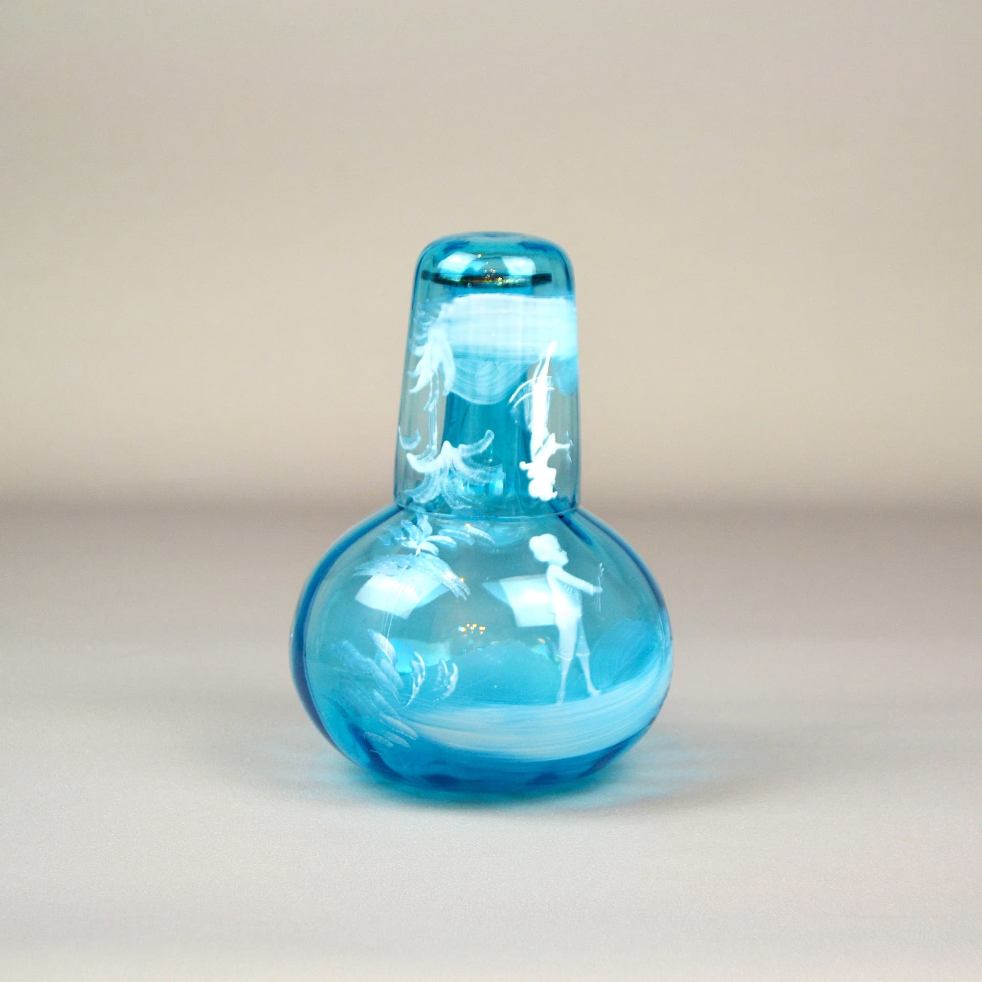 Carafe and glass set, Mary Gregory, blue glass, Czech Republic, 19th c. - 599