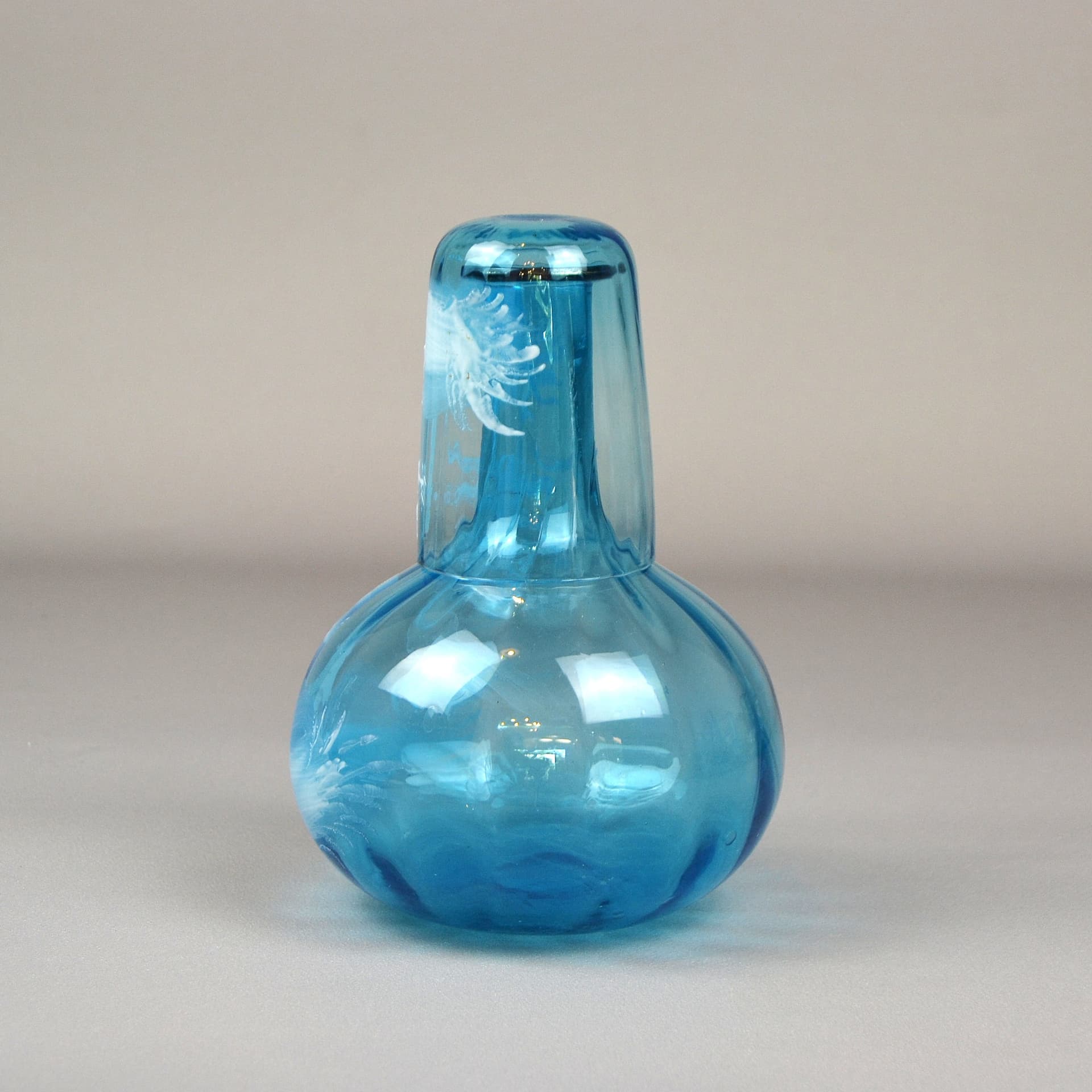 Carafe and glass set, Mary Gregory, blue glass, Czech Republic, 19th c. - 601