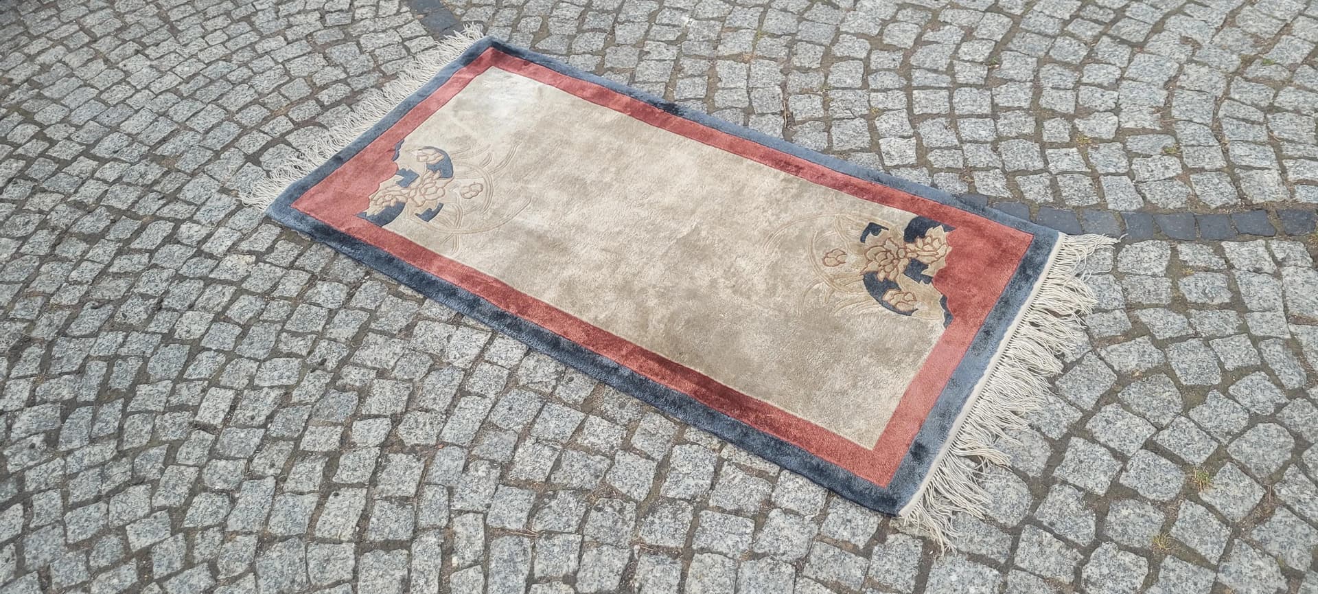 Dywan Art déco 62x140 cm, beżowy, jedwab, Chiny, początek XX w. - 89081