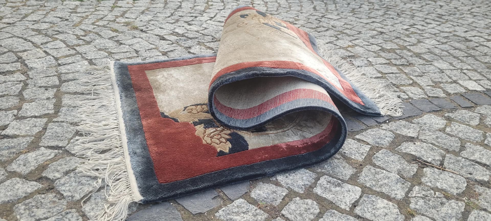 Dywan Art déco 62x140 cm, beżowy, jedwab, Chiny, początek XX w. - 89083