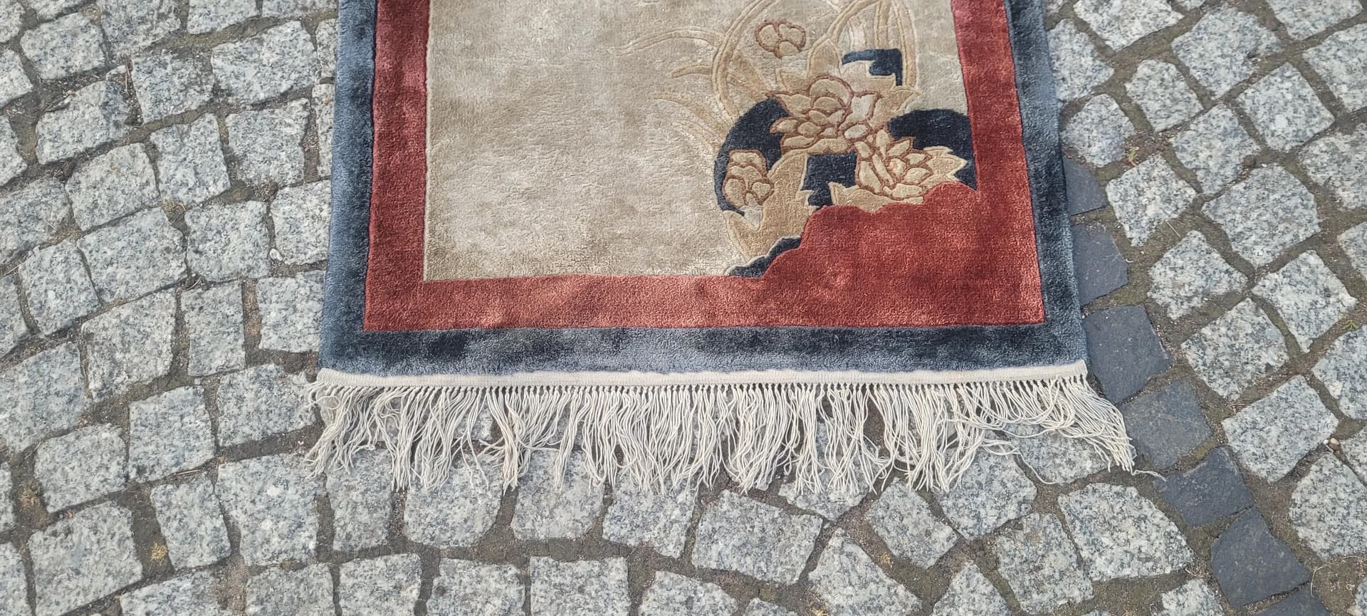 Dywan Art déco 62x140 cm, beżowy, jedwab, Chiny, początek XX w. - 89085