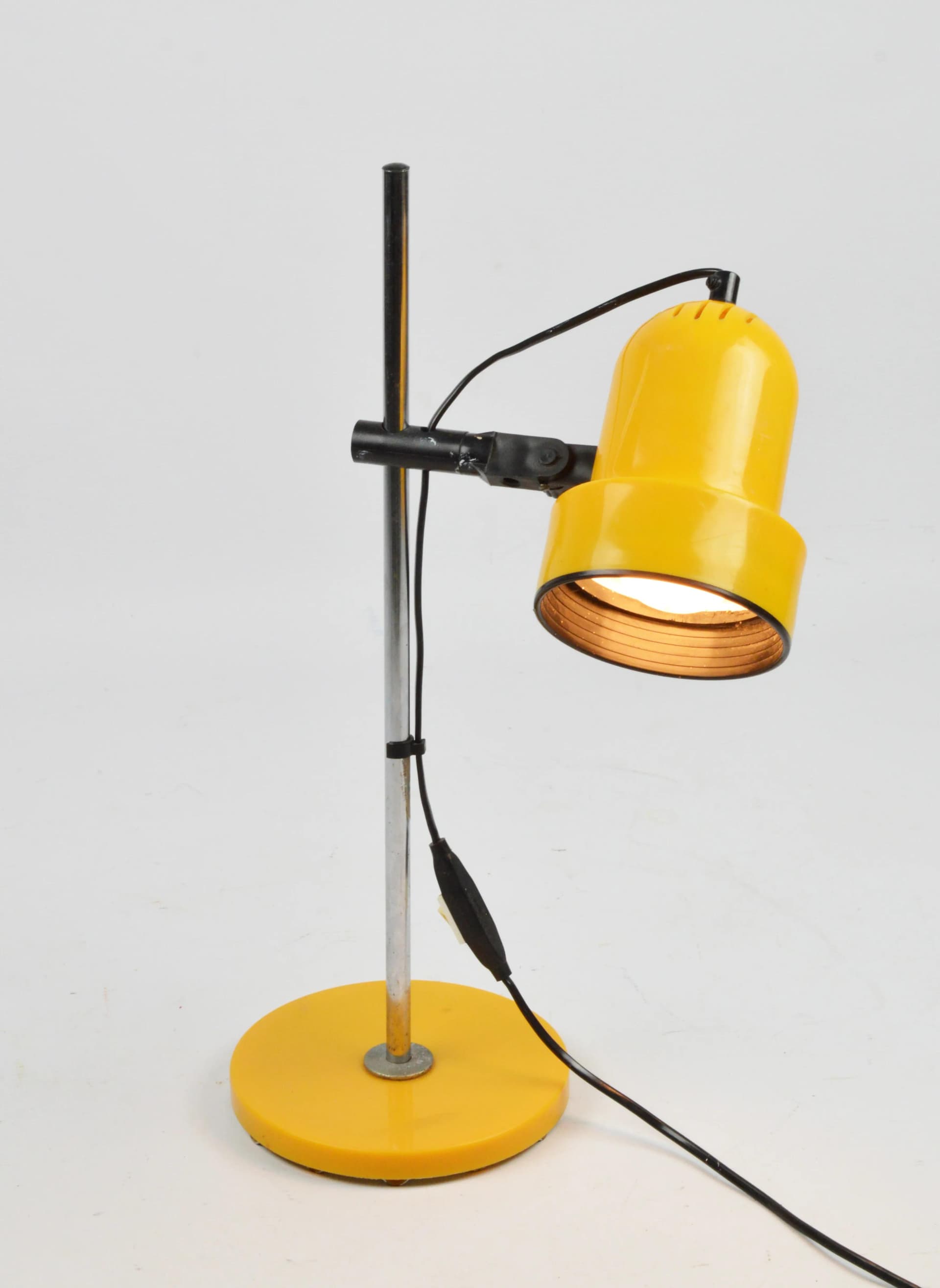 Lampka biurkowa, żółty, plastik, metal, Szwecja, lata 70. - 86813