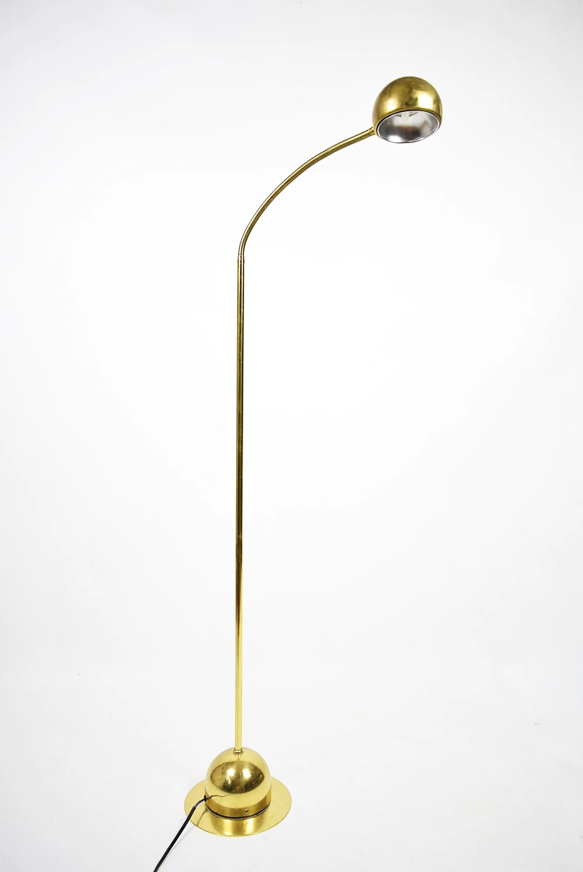 Lampa podłogowa, złoty, metal, Polska, lata 80. - 86774