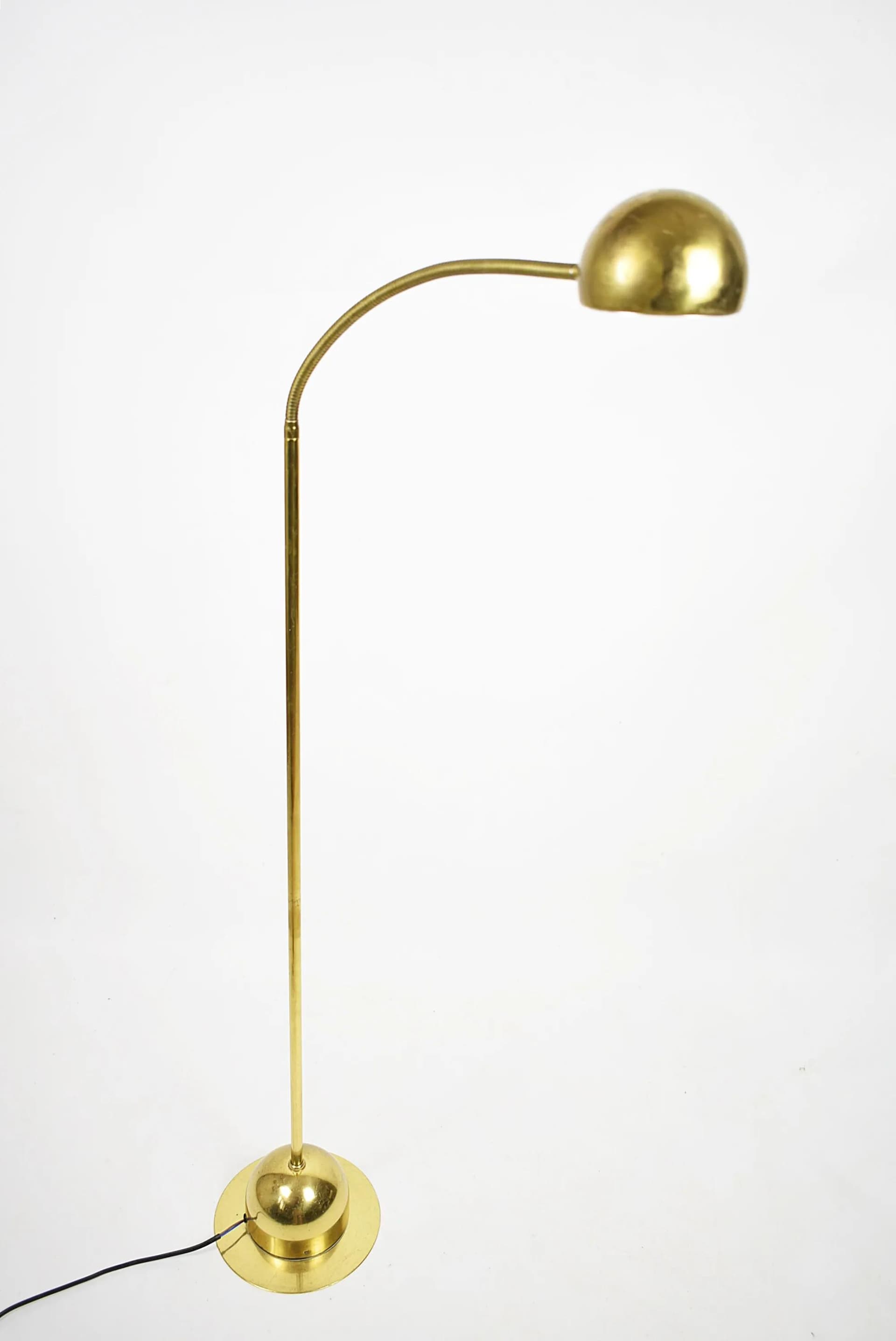Lampa podłogowa, złoty, metal, Polska, lata 80. - 86772