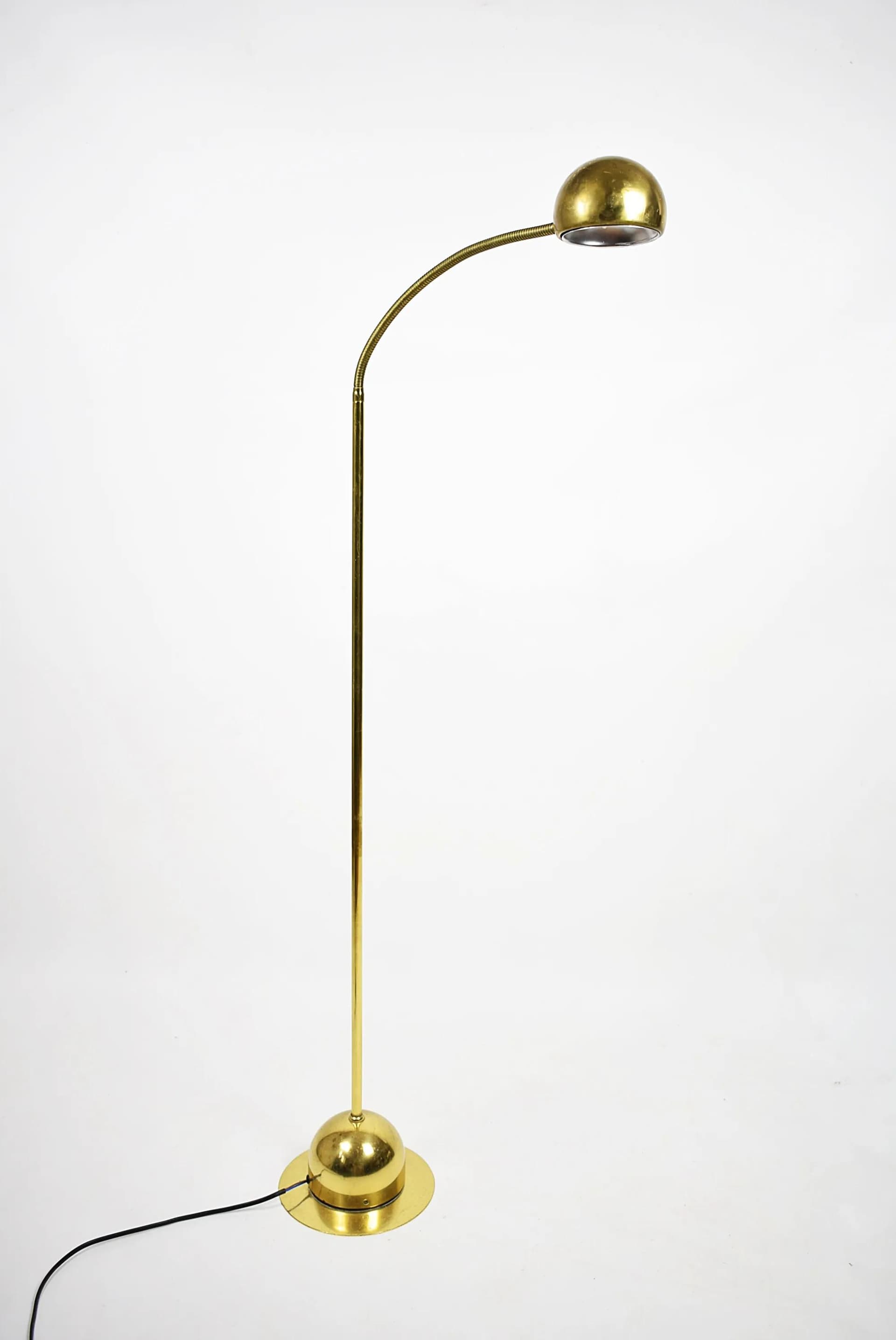 Lampa podłogowa, złoty, metal, Polska, lata 80. - 86770