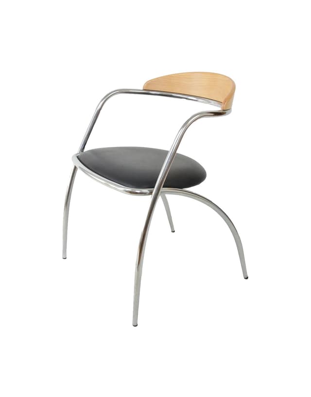 Krzesło Effezeta, skóra czarna, drewno, stal chromowana, Włochy, lata 80. - WYMIARY