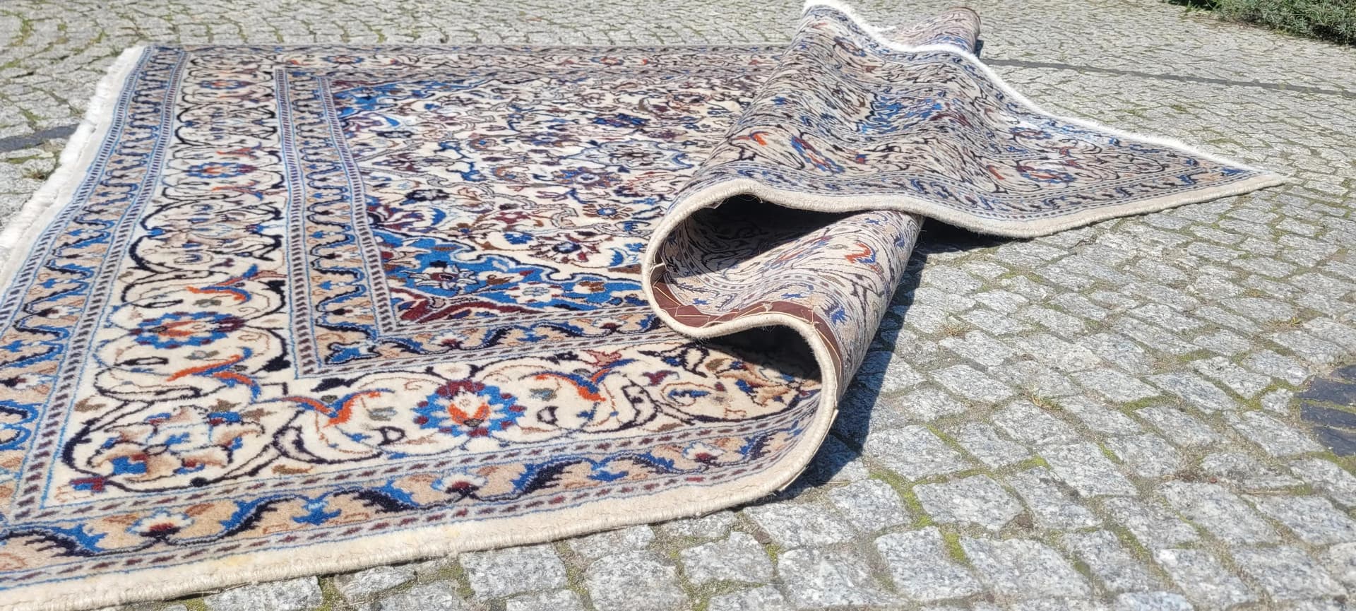 Dywan Nain 200x250 cm, beżowy, wełna z jedwabiem, Iran - 88960