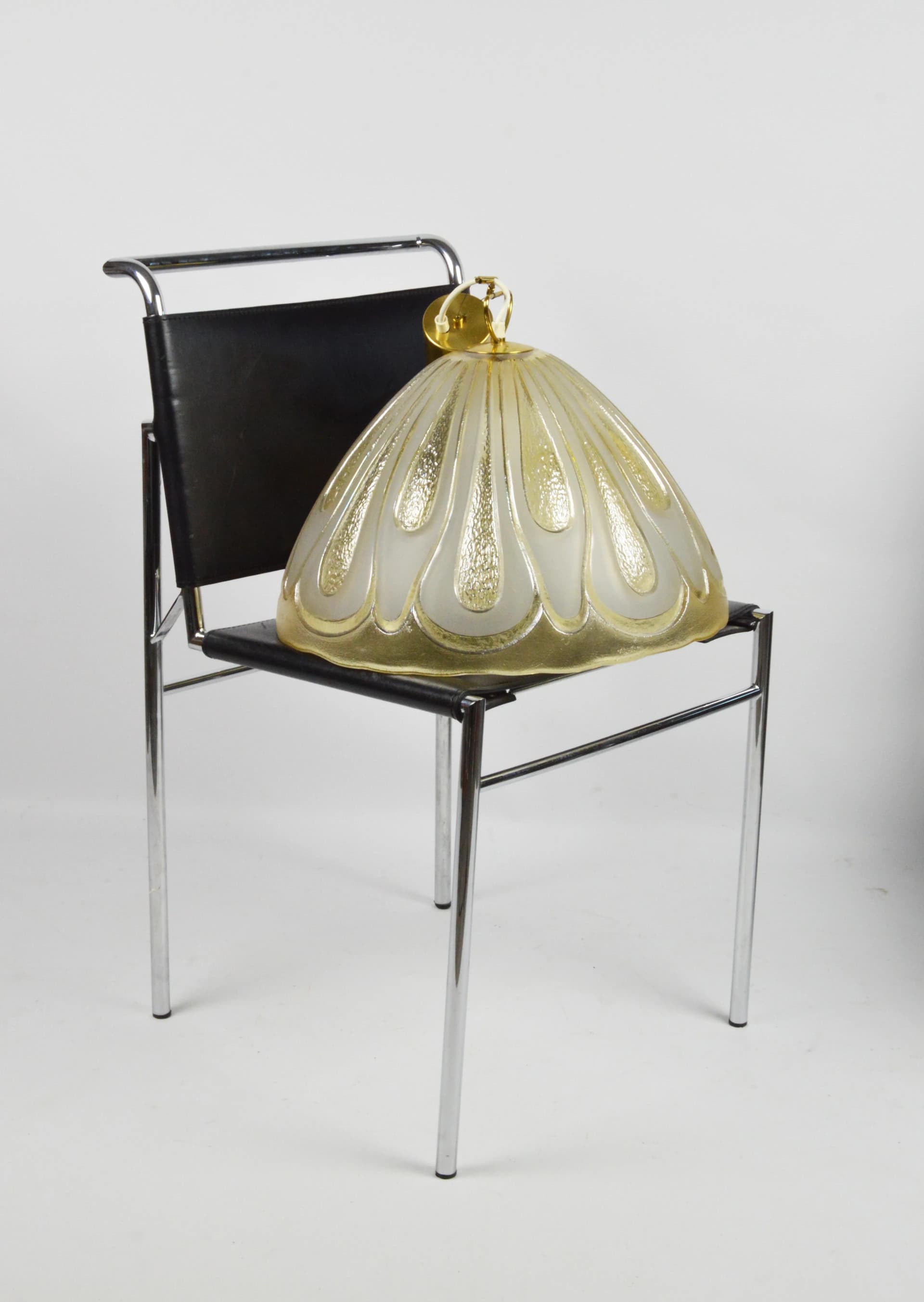 Lampa wisząca, złoty, szkło, Kalmar, Austria, lata 60. - 86654