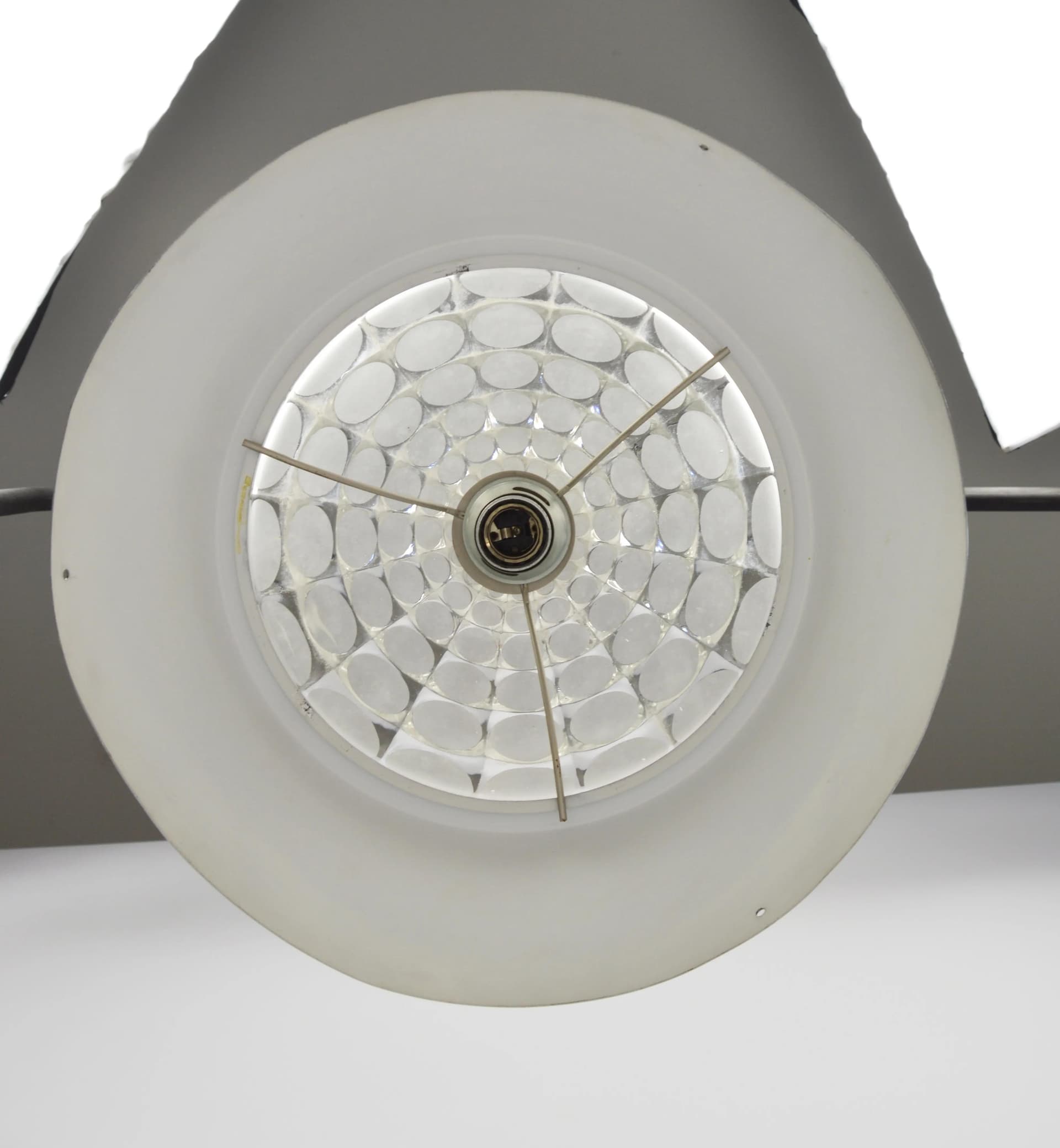 Lampa wisząca, srebrny, aluminium, szkło, Polska, lata 70. - 86634